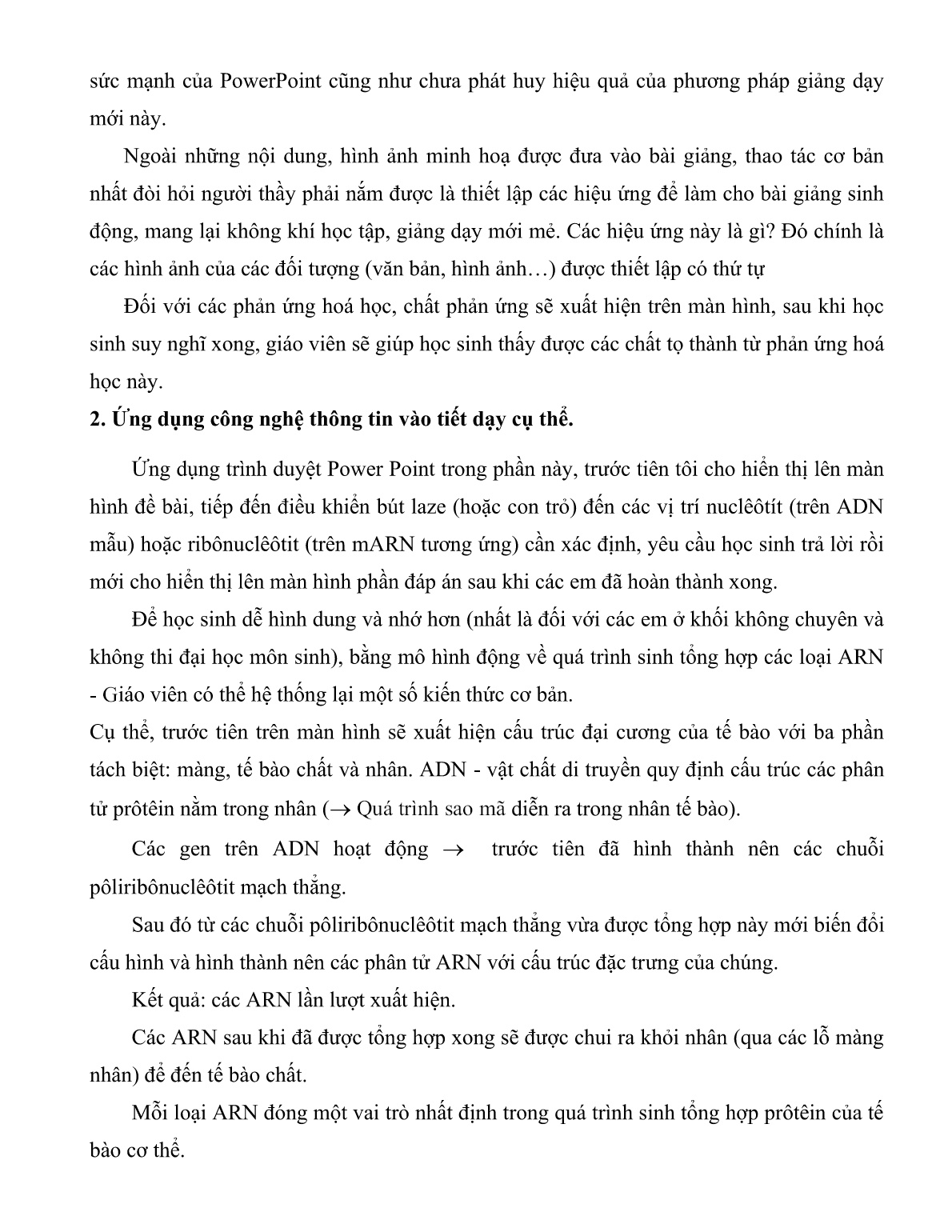 Sáng kiến kinh nghiệm Ứng dụng công nghệ thông tin vào giảng dạy môn Sinh học 9 trang 4