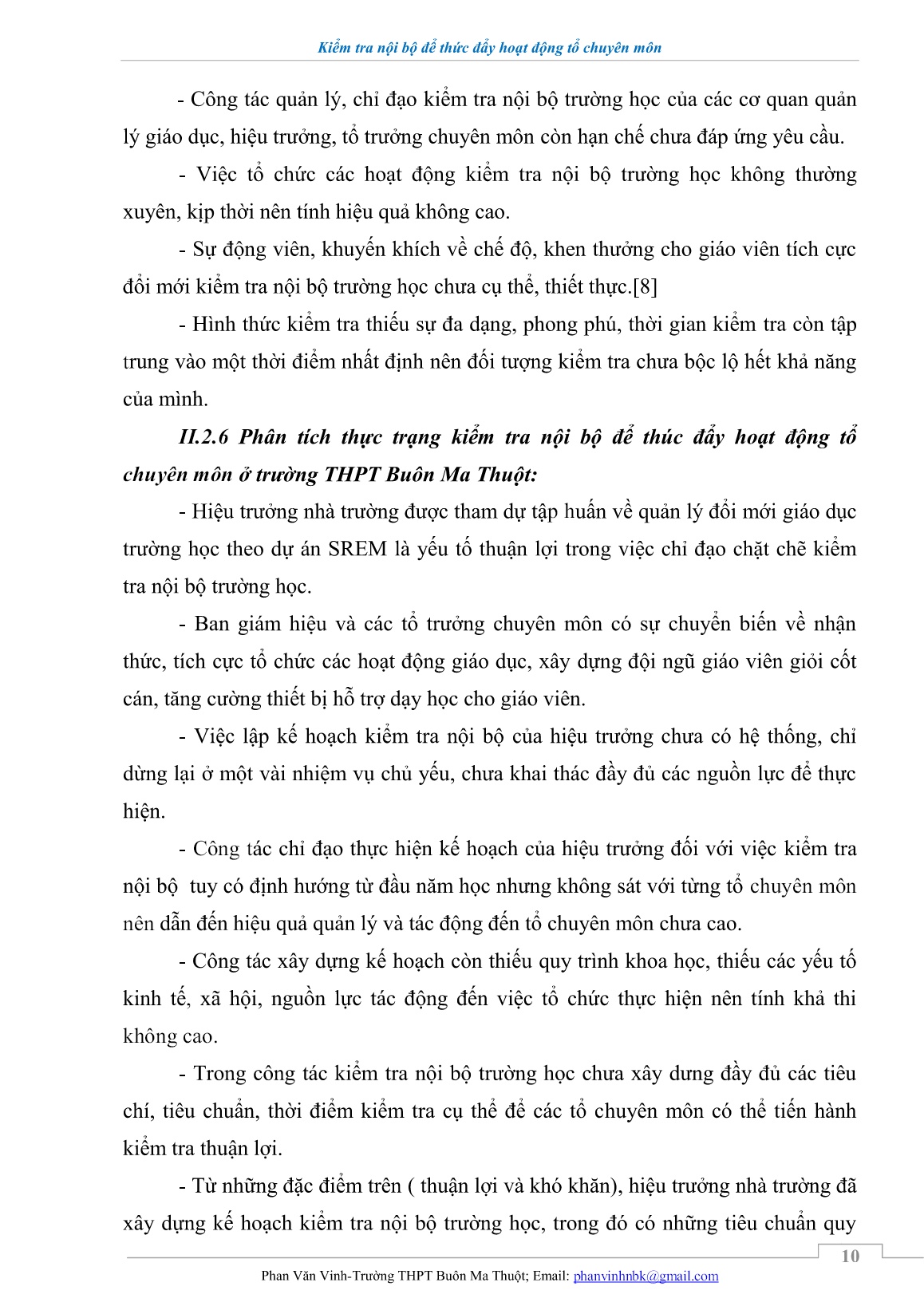 Sáng kiến kinh nghiệm Kiểm tra nội bộ để thúc đẩy hoạt động của tổ chuyên môn ở trường THPT Buôn Ma Thuột trang 10