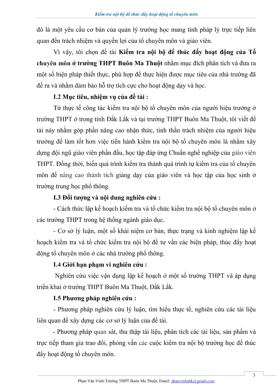 Sáng kiến kinh nghiệm Kiểm tra nội bộ để thúc đẩy hoạt động của tổ chuyên môn ở trường THPT Buôn Ma Thuột trang 3