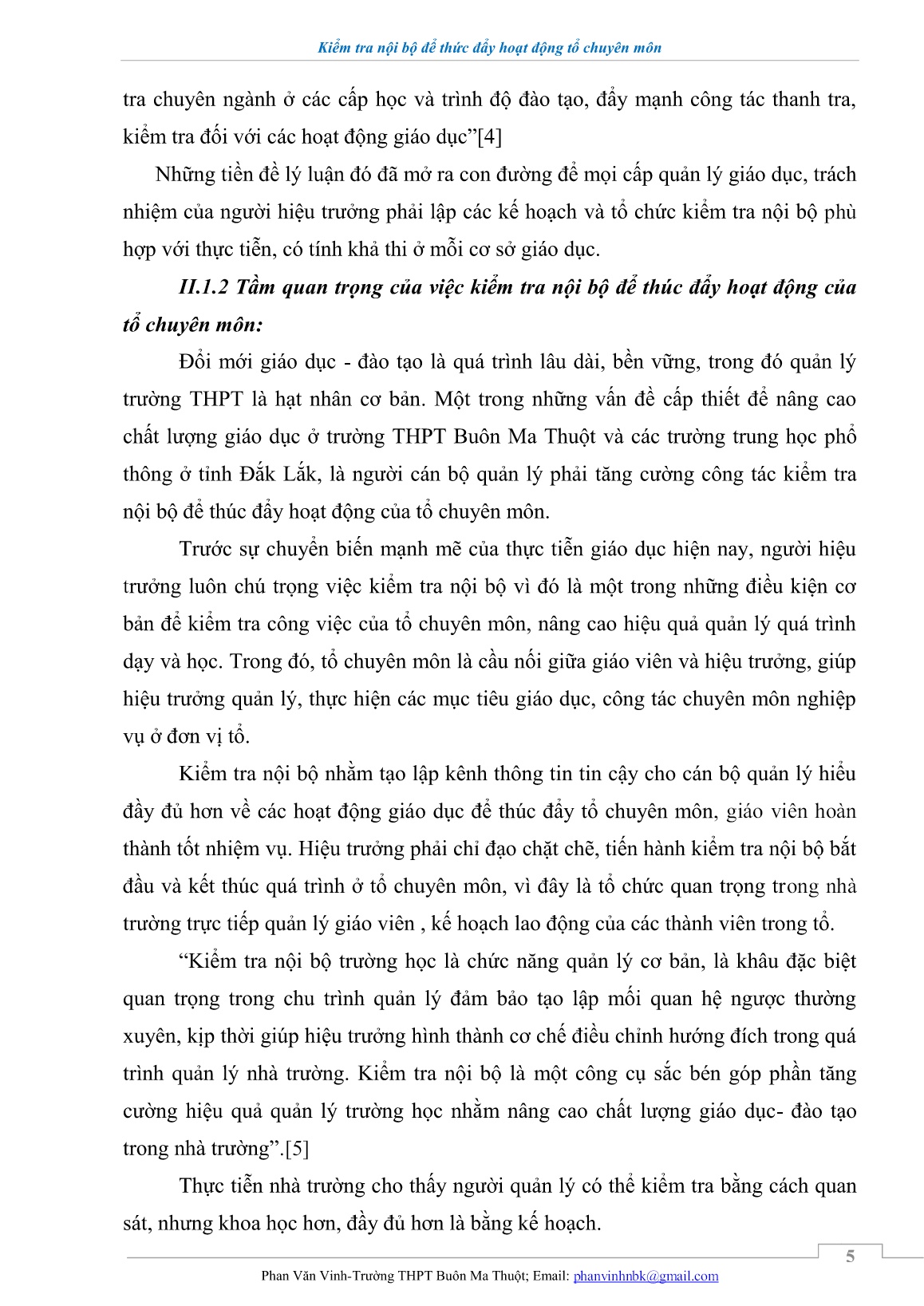 Sáng kiến kinh nghiệm Kiểm tra nội bộ để thúc đẩy hoạt động của tổ chuyên môn ở trường THPT Buôn Ma Thuột trang 5