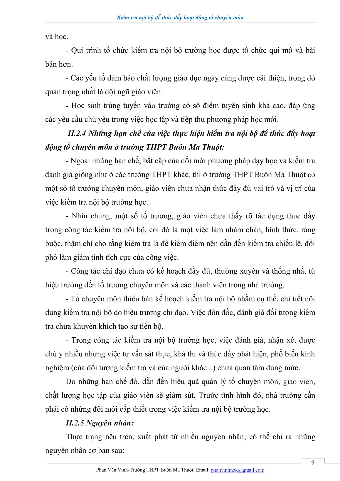 Sáng kiến kinh nghiệm Kiểm tra nội bộ để thúc đẩy hoạt động của tổ chuyên môn ở trường THPT Buôn Ma Thuột trang 9