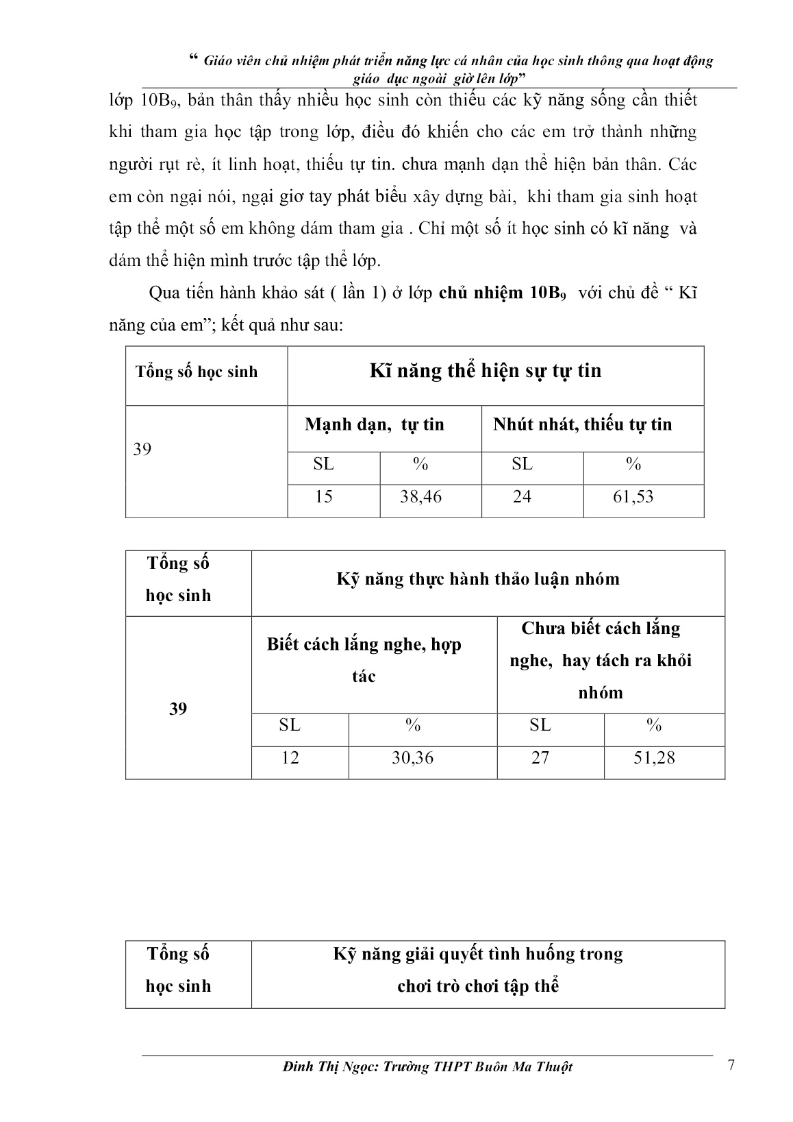 SKKN Giáo viên chủ nhiệm phát triển năng lực cá nhân của học sinh thông qua hoạt động giáo dục ngoài giờ lên lớp trang 7