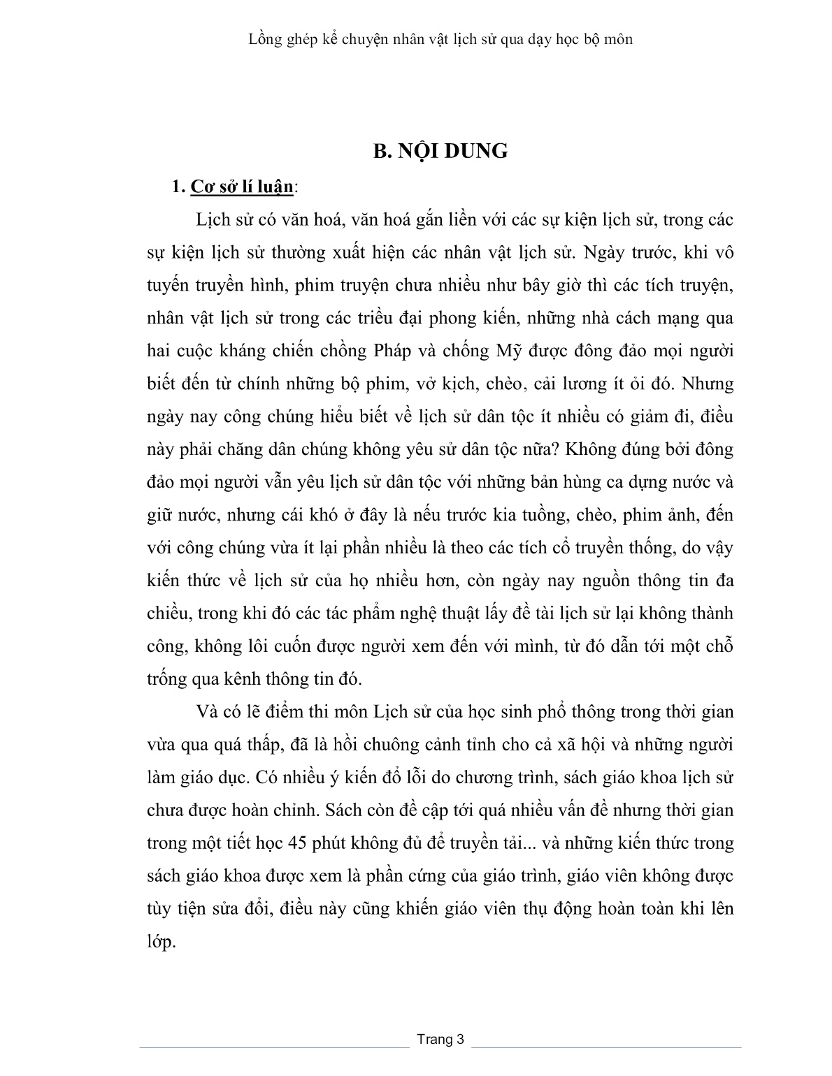 Sáng kiến kinh nghiệm Lồng ghép kể chuyện nhân vật lịch sử qua dạy học bộ môn trang 3