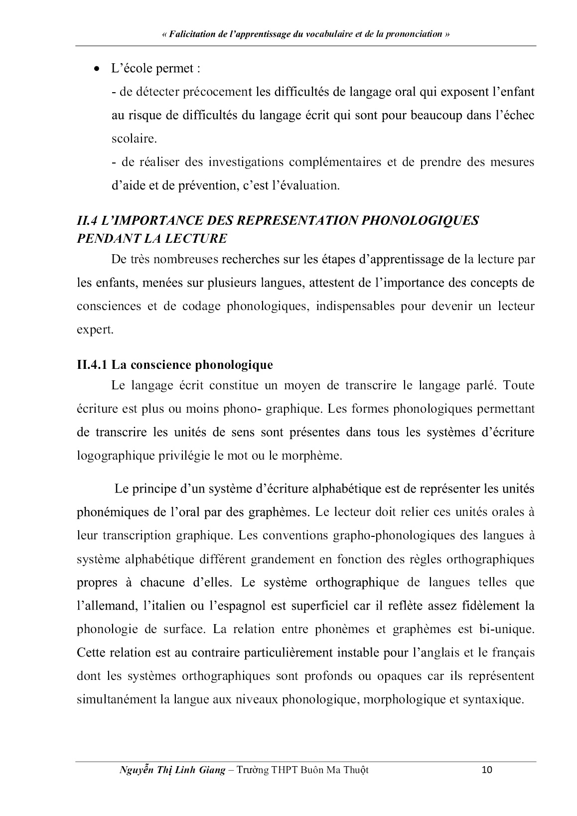 Sáng kiến kinh nghiệm Falicitation de l’apprentissage du vocabulaire et de la prononciation trang 10