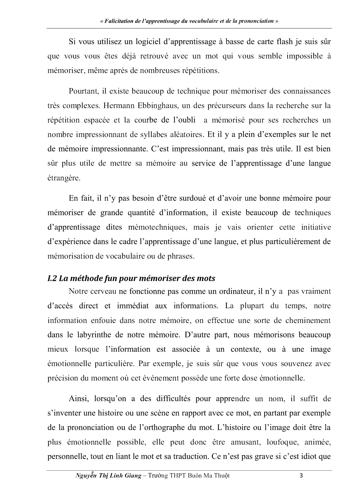 Sáng kiến kinh nghiệm Falicitation de l’apprentissage du vocabulaire et de la prononciation trang 3