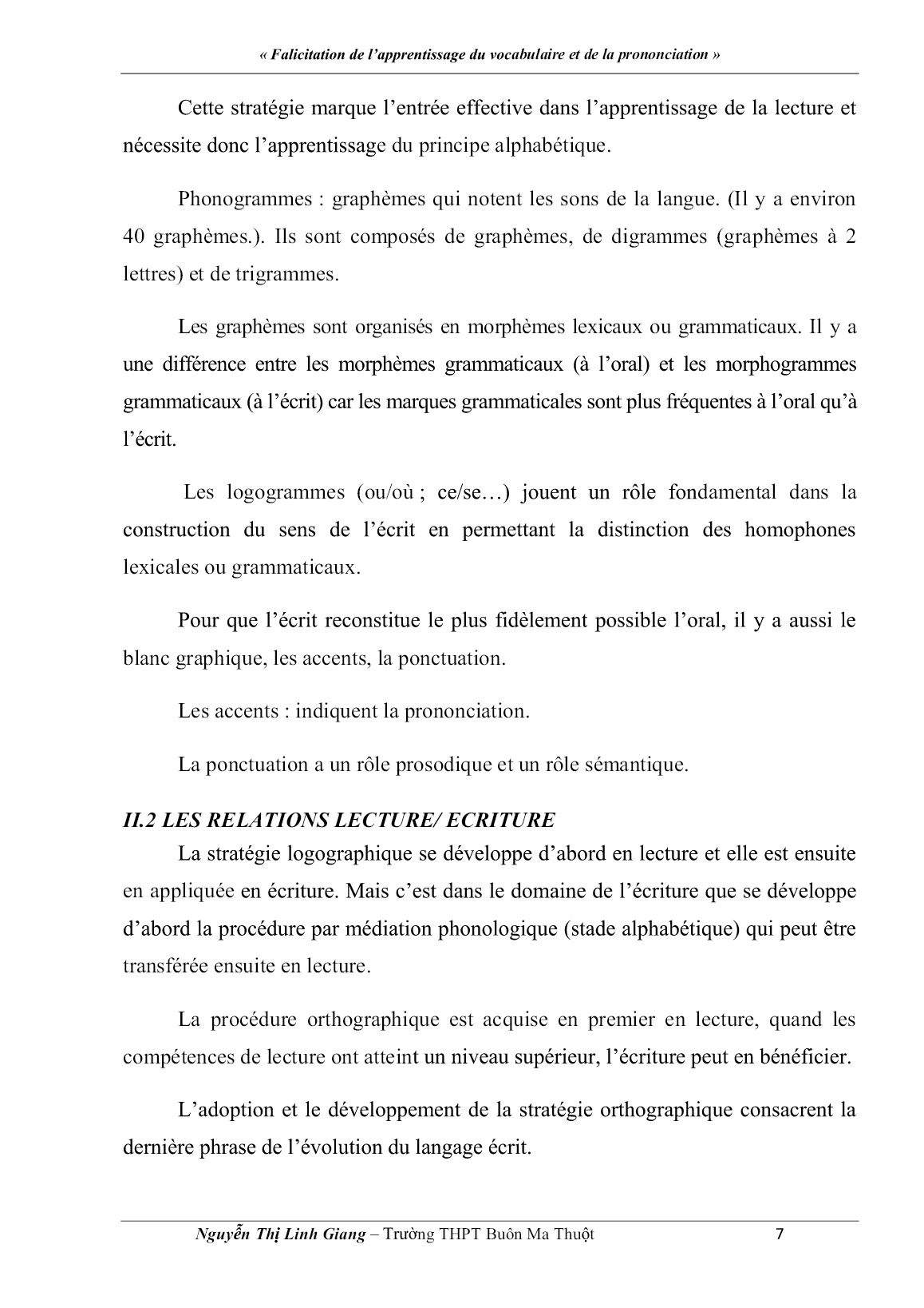 Sáng kiến kinh nghiệm Falicitation de l’apprentissage du vocabulaire et de la prononciation trang 7