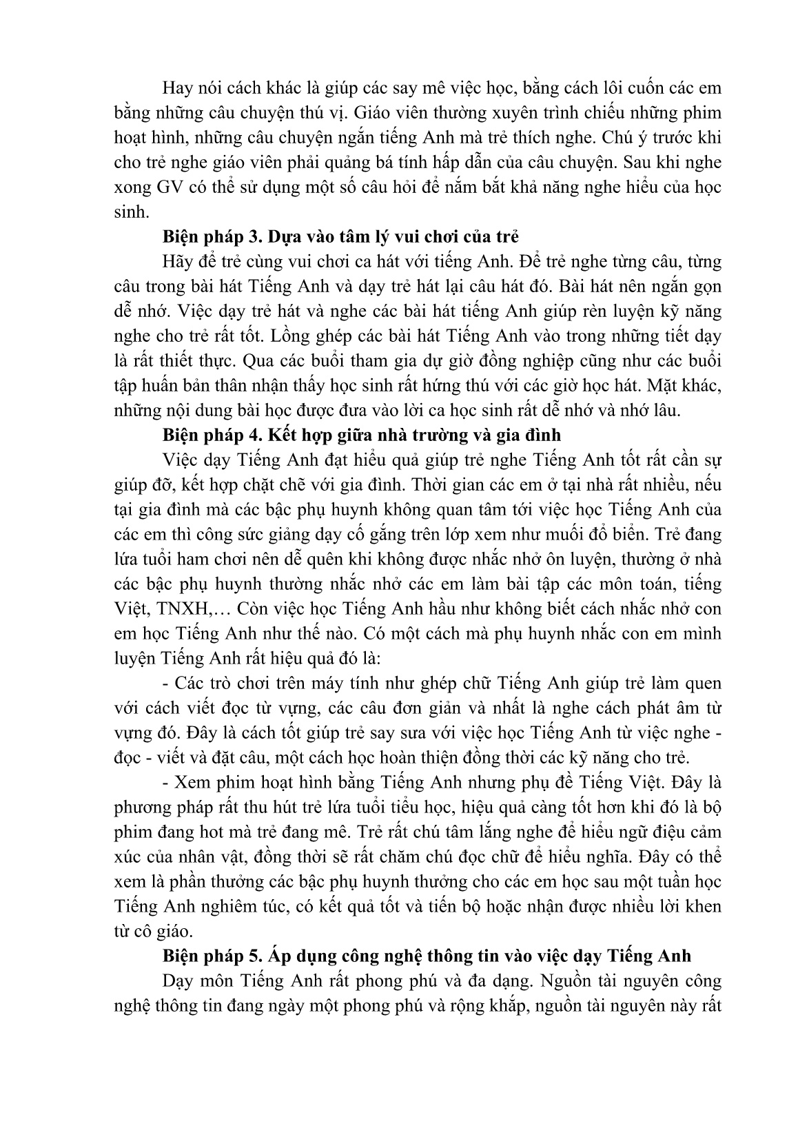 Báo cáo biện pháp Một số biện pháp dạy kỹ năng nghe Tiếng Anh có hiệu quả ở trường Tiểu học trang 5