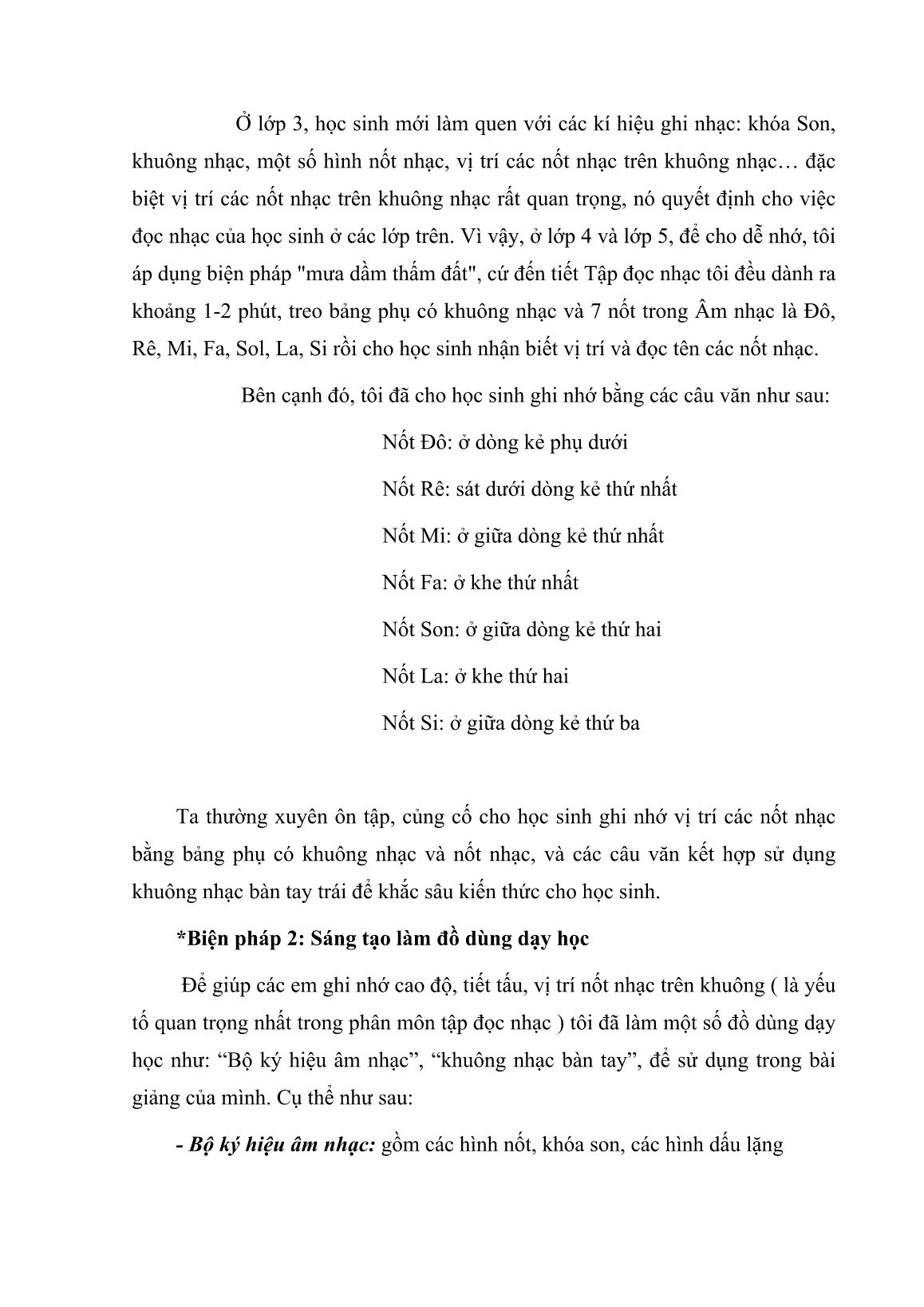Báo cáo biện pháp Một vài biện pháp giúp học sinh học tốt phân môn Tập đọc nhạc trang 4