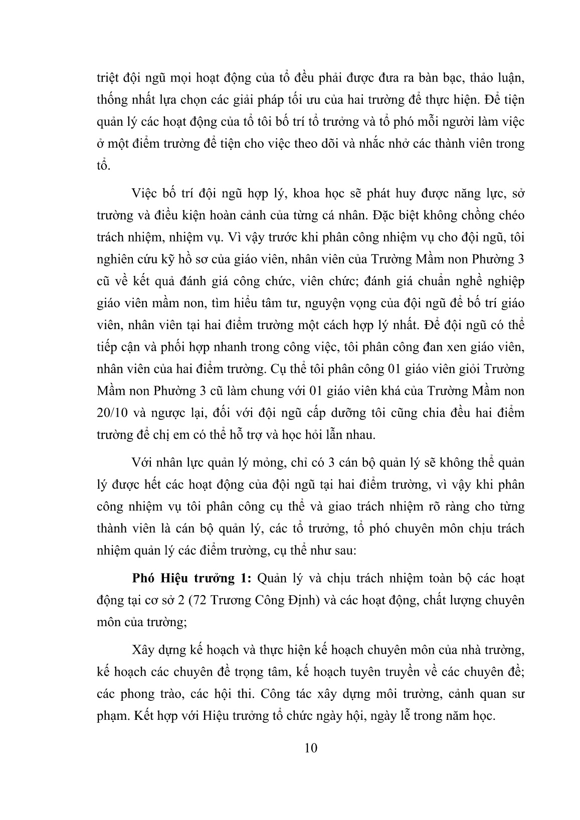 Sáng kiến kinh nghiệm Một số giải pháp Quản lý đội ngũ Trường Mầm non Phường 3 sau sát nhập trang 10