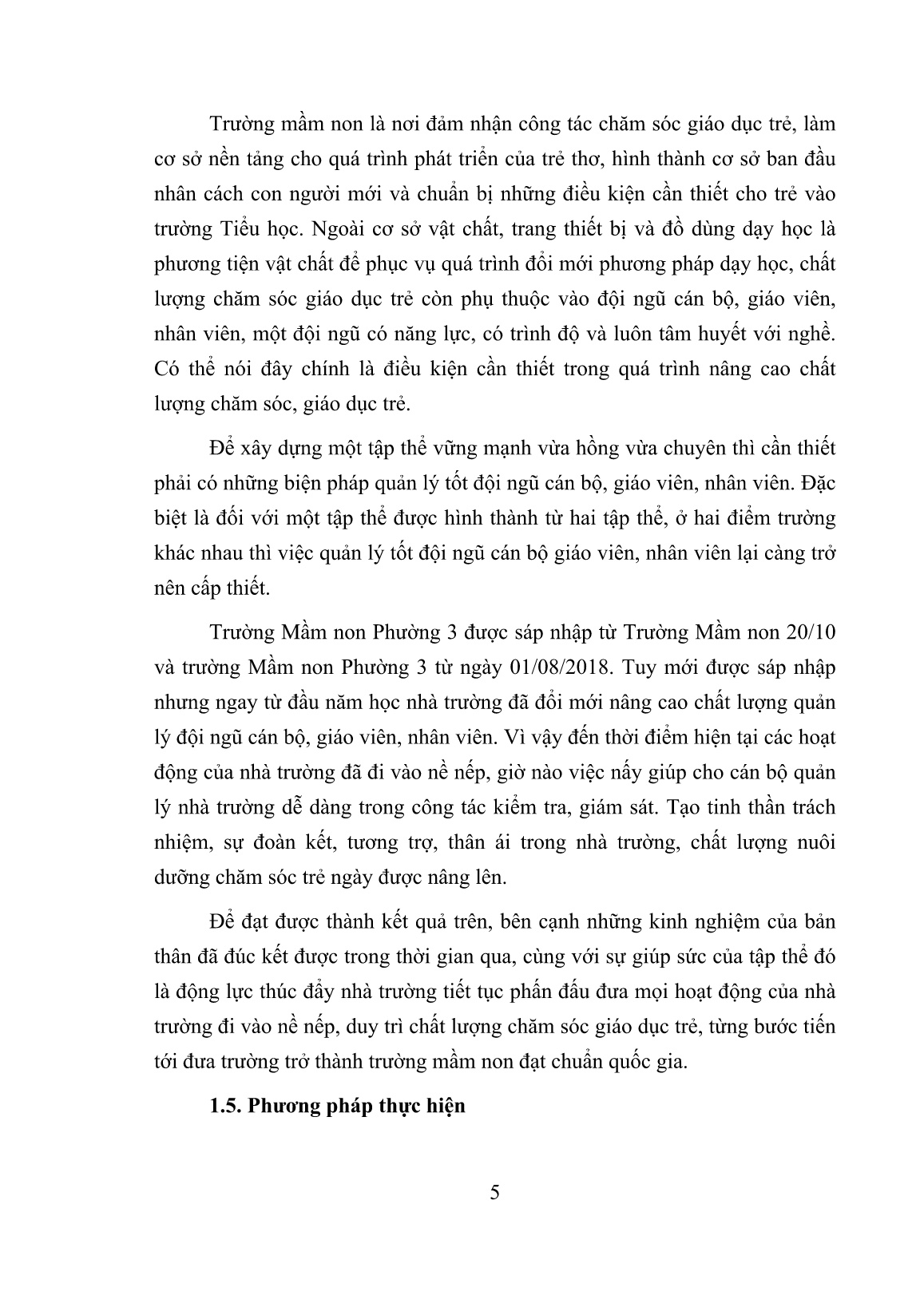 Sáng kiến kinh nghiệm Một số giải pháp Quản lý đội ngũ Trường Mầm non Phường 3 sau sát nhập trang 5