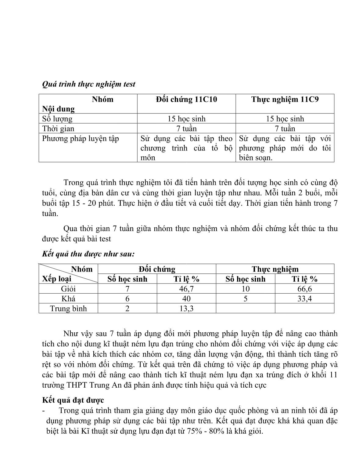 Mô tả Sáng kiến Vận dụng các bài tập bổ trợ nâng cao thành tích ném lựu đạn trúng đích cho học sinh Khối 11 trường THPT Trung An năm học 2017-2018 trang 6