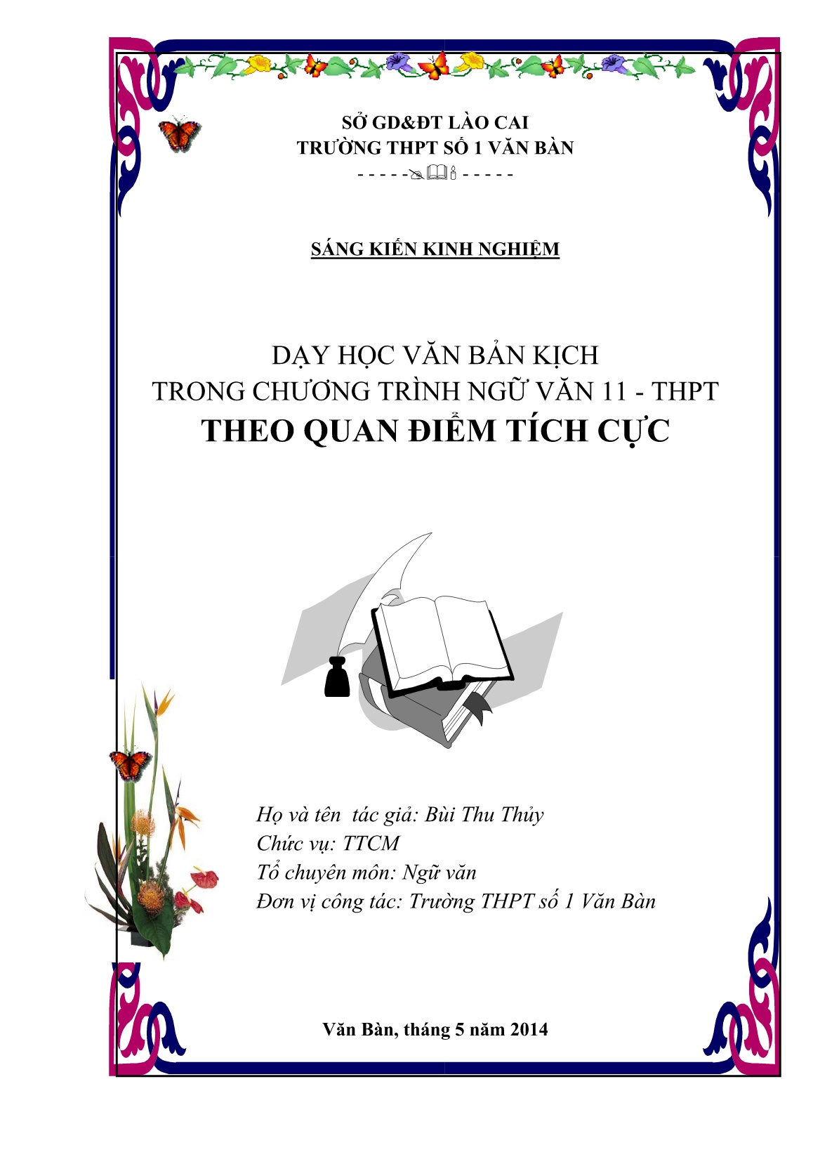 Sáng kiến kinh nghiệm Dạy học văn bản kịch trong chương trình Ngữ văn 11 - THPT theo quan điểm tích cực trang 1 Sáng kiến kinh nghiệm Dạy học văn bản kịch trong chương trình Ngữ văn 11 - THPT theo quan điểm tích cực trang 1