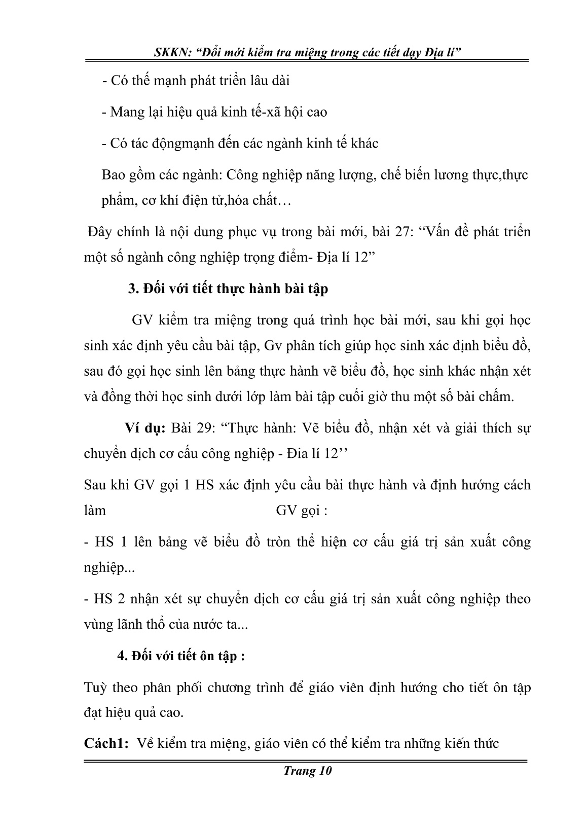 Sáng kiến kinh nghiệm Đổi mới cách kiểm tra miệng trong các tiết dạy môn Địa lí trang 10 Sáng kiến kinh nghiệm Đổi mới cách kiểm tra miệng trong các tiết dạy môn Địa lí trang 10