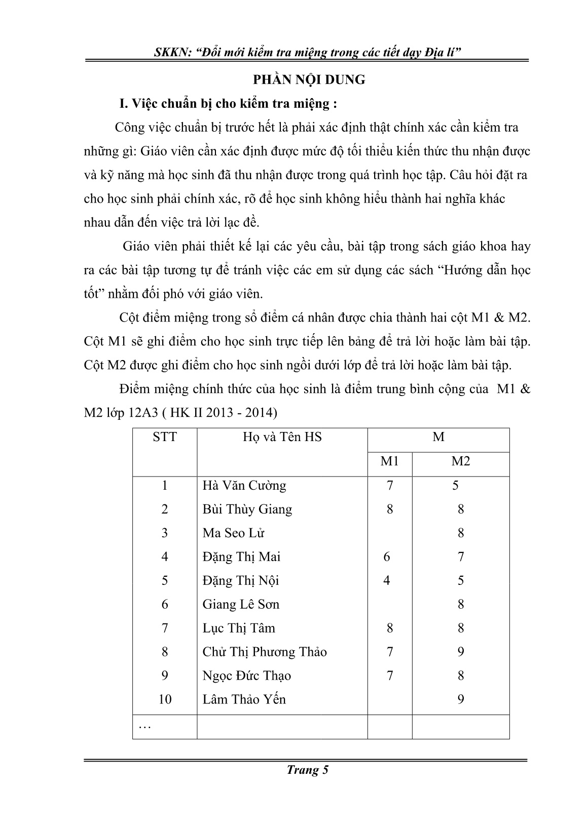 Sáng kiến kinh nghiệm Đổi mới cách kiểm tra miệng trong các tiết dạy môn Địa lí trang 5 Sáng kiến kinh nghiệm Đổi mới cách kiểm tra miệng trong các tiết dạy môn Địa lí trang 5