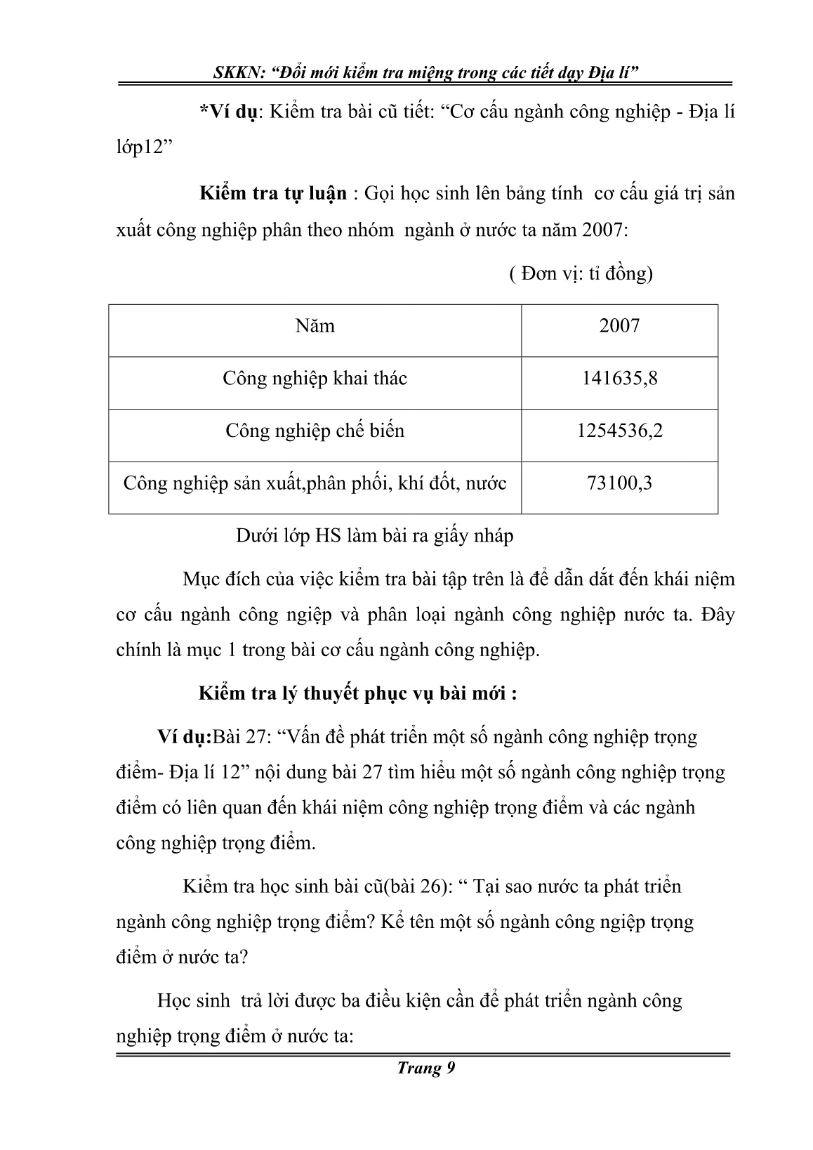 Sáng kiến kinh nghiệm Đổi mới cách kiểm tra miệng trong các tiết dạy môn Địa lí trang 9 Sáng kiến kinh nghiệm Đổi mới cách kiểm tra miệng trong các tiết dạy môn Địa lí trang 9