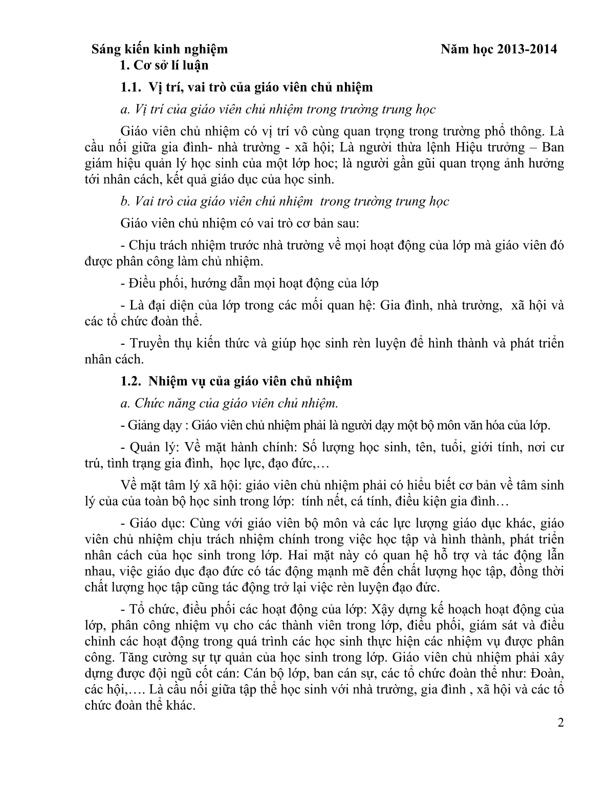 Sáng kiến kinh nghiệm Một số kinh nghiệm từ thực tiễn, nhằm làm tốt công tác chủ nhiệm trang 4 Sáng kiến kinh nghiệm Một số kinh nghiệm từ thực tiễn, nhằm làm tốt công tác chủ nhiệm trang 4