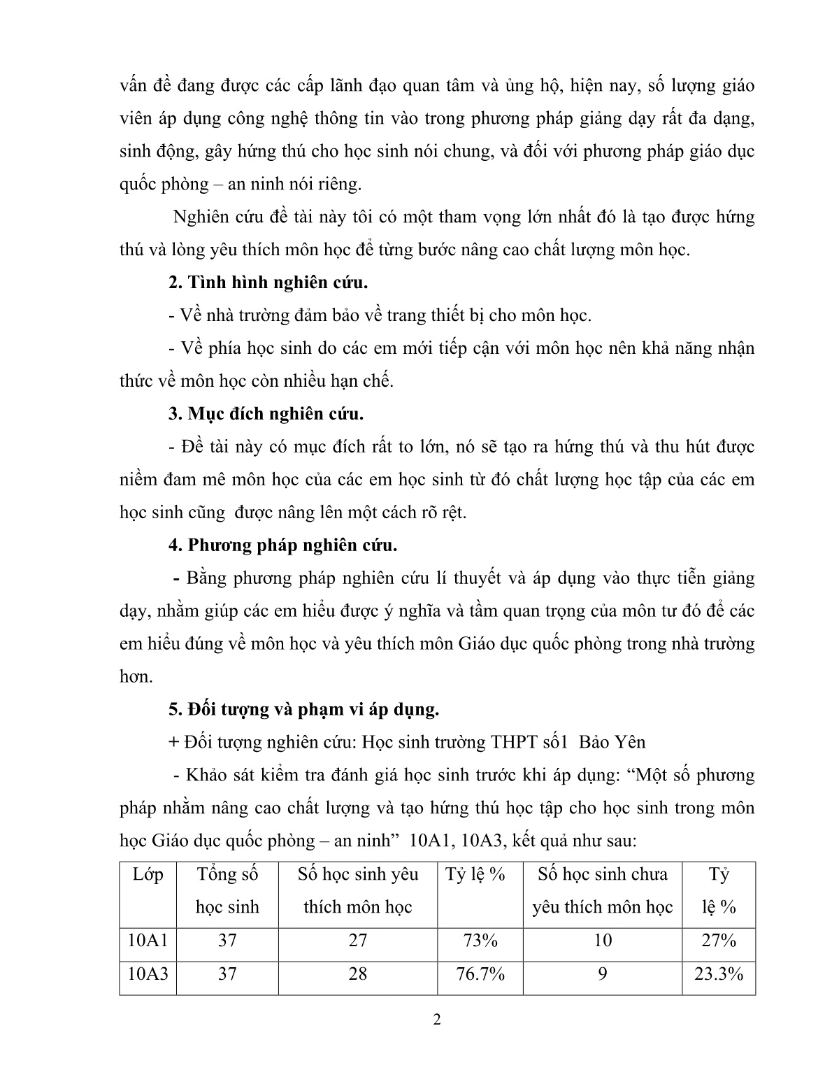 SKKN Một số phương pháp nhằm nâng cao chất lượng và tạo hứng thú học tập cho học sinh trong môn Giáo dục quốc phòng – an ninh trang 2 SKKN Một số phương pháp nhằm nâng cao chất lượng và tạo hứng thú học tập cho học sinh trong môn Giáo dục quốc phòng – an ninh trang 2
