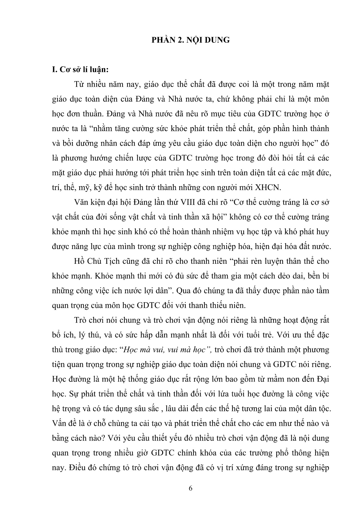 SKKN Sử dụng các trò chơi vận động giúp phát triển các tố chất thể lực cho học sinh trường THPT số 1 Bát Xát trang 6 SKKN Sử dụng các trò chơi vận động giúp phát triển các tố chất thể lực cho học sinh trường THPT số 1 Bát Xát trang 6