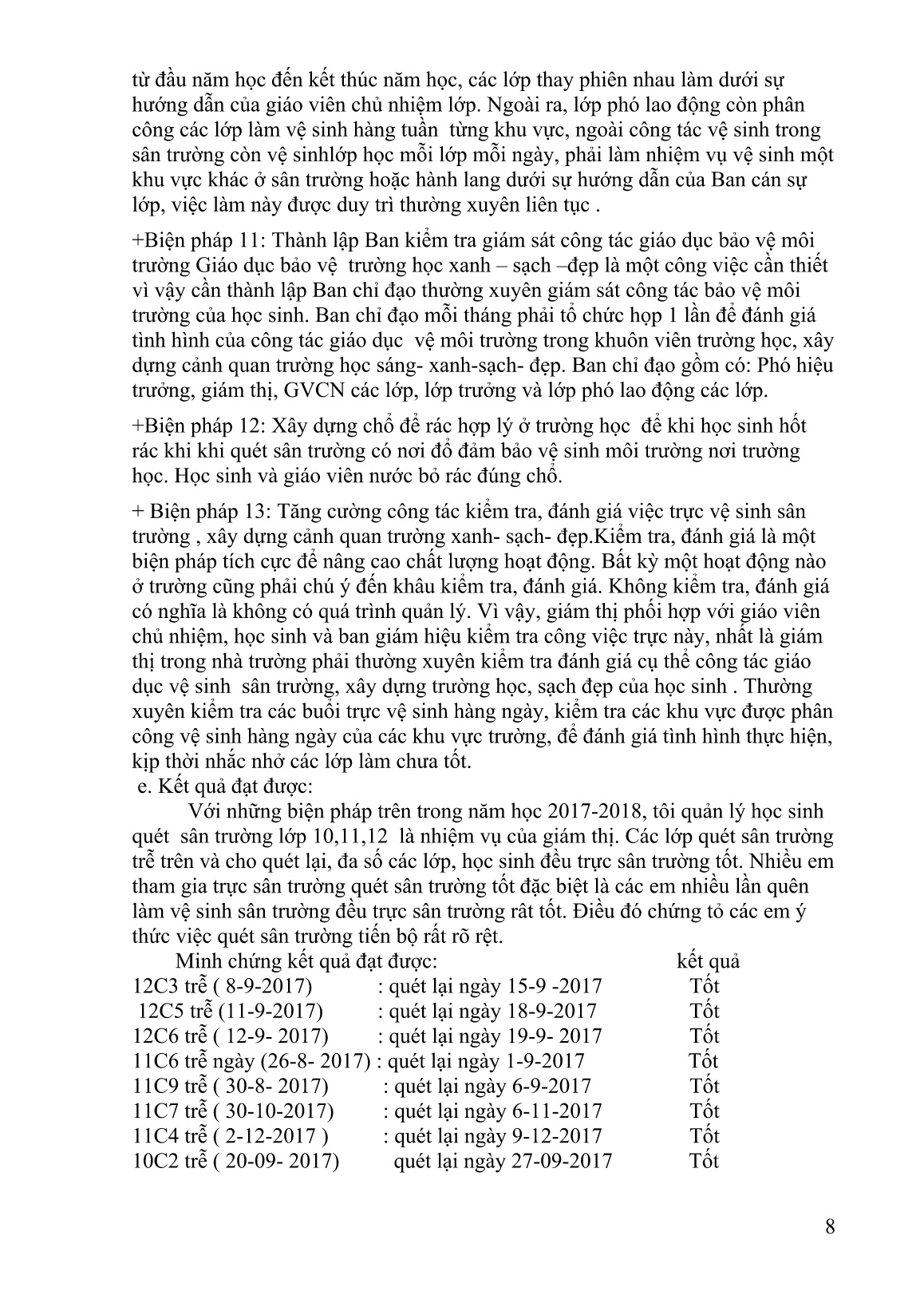 Mô tả Sáng kiến Một số biện pháp giáo dục học sinh trực vệ sinh sân trường tốt ở trường THPT Trung An năm học 2017- 2018 trang 8