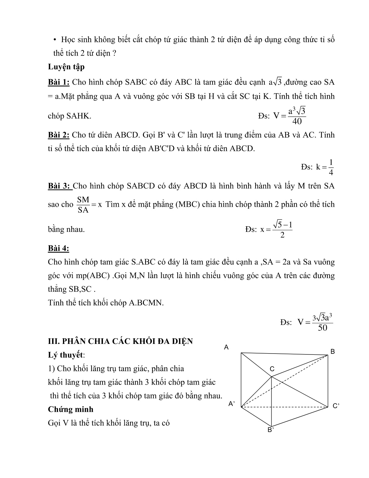 SKKN Phát triển tư duy học sinh khi giảng dạy Chuyên đề Phương pháp thể tích trong hình học không gian trang 10 SKKN Phát triển tư duy học sinh khi giảng dạy Chuyên đề Phương pháp thể tích trong hình học không gian trang 10