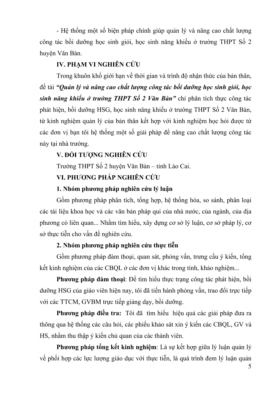 SKKN Quản lý và nâng cao chất lượng công tác bồi dưỡng học sinh giỏi, học sinh năng khiếu ở trường THPT Số 2 Văn Bàn trang 6 SKKN Quản lý và nâng cao chất lượng công tác bồi dưỡng học sinh giỏi, học sinh năng khiếu ở trường THPT Số 2 Văn Bàn trang 6