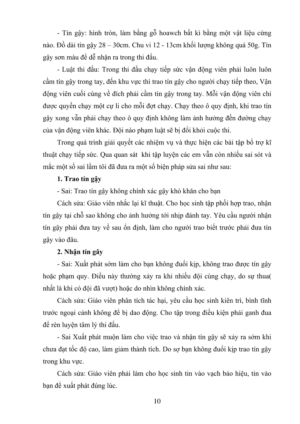 Sáng kiến kinh nghiệm Chọn một số biện pháp nhằm nâng cao thành tích cho học sinh trong môn Chạy tiếp sức Lớp 12 trang 10 Sáng kiến kinh nghiệm Chọn một số biện pháp nhằm nâng cao thành tích cho học sinh trong môn Chạy tiếp sức Lớp 12 trang 10