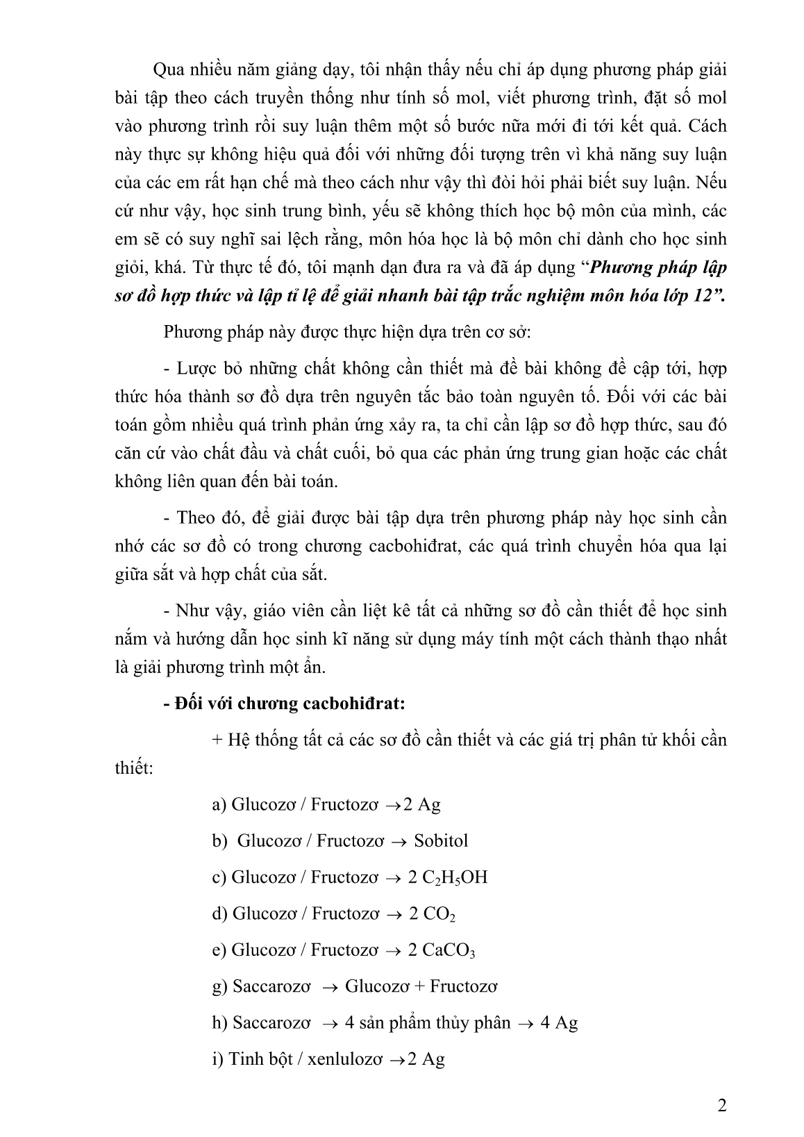 Mô tả Sáng kiến Phương pháp lập sơ đồ hợp thức và lập tỉ lệ để giải nhanh bài tập trắc nghiệm môn Hóa lớp 12 trang 2