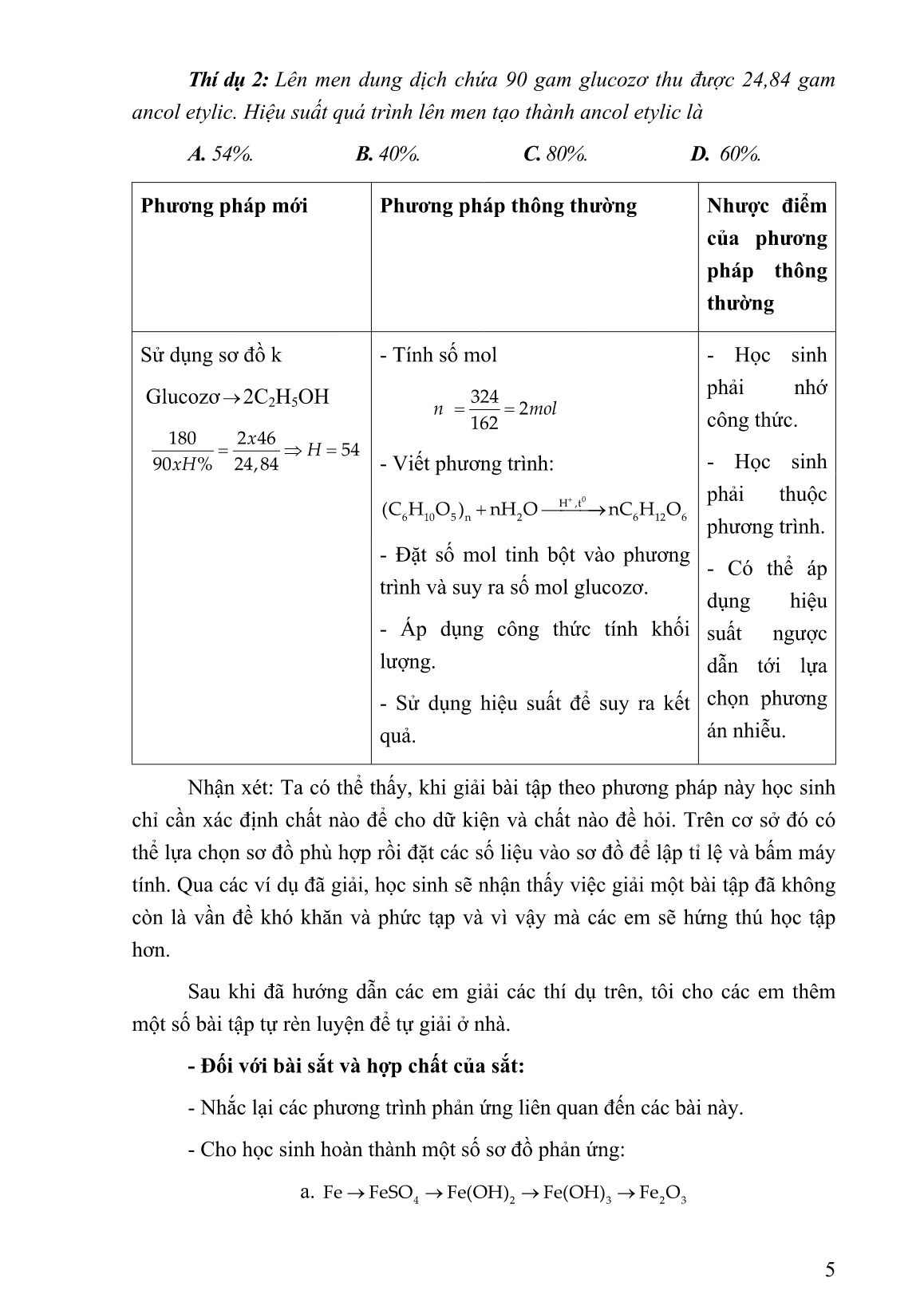 Mô tả Sáng kiến Phương pháp lập sơ đồ hợp thức và lập tỉ lệ để giải nhanh bài tập trắc nghiệm môn Hóa lớp 12 trang 5