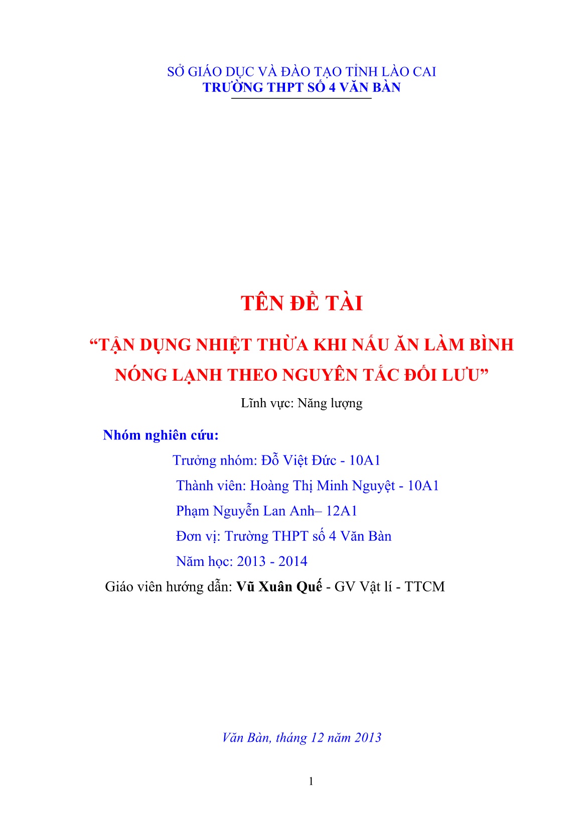 Sáng kiến kinh nghiệm Tận dụng nhiệt thừa khi nấu ăn làm bình nóng lạnh theo nguyên tắc đối lưu trang 1 Sáng kiến kinh nghiệm Tận dụng nhiệt thừa khi nấu ăn làm bình nóng lạnh theo nguyên tắc đối lưu trang 1