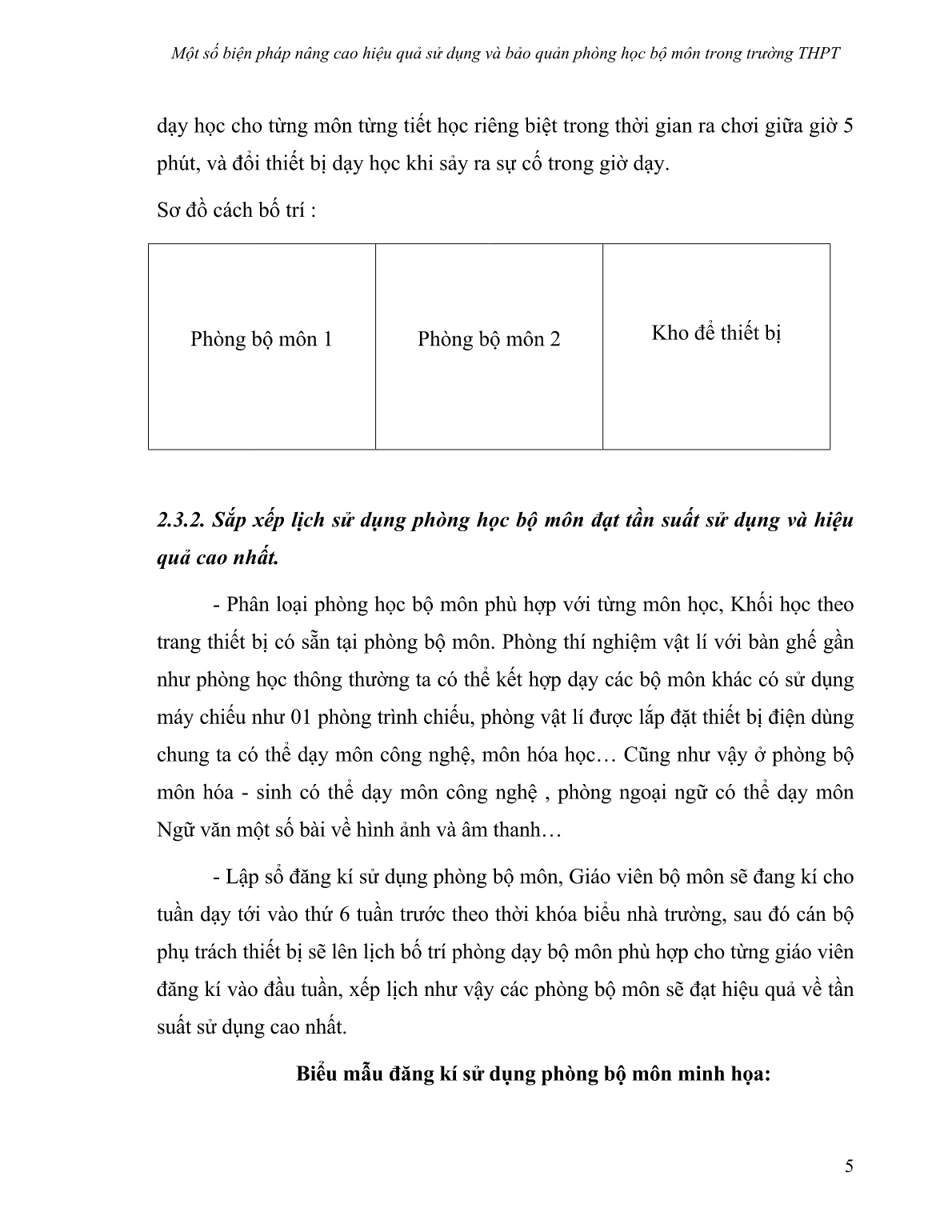 Sáng kiến kinh nghiệm Một số biện pháp nâng cao hiệu quả sử dụng và bảo quản phòng học bộ môn trong trường THPT trang 5 Sáng kiến kinh nghiệm Một số biện pháp nâng cao hiệu quả sử dụng và bảo quản phòng học bộ môn trong trường THPT trang 5