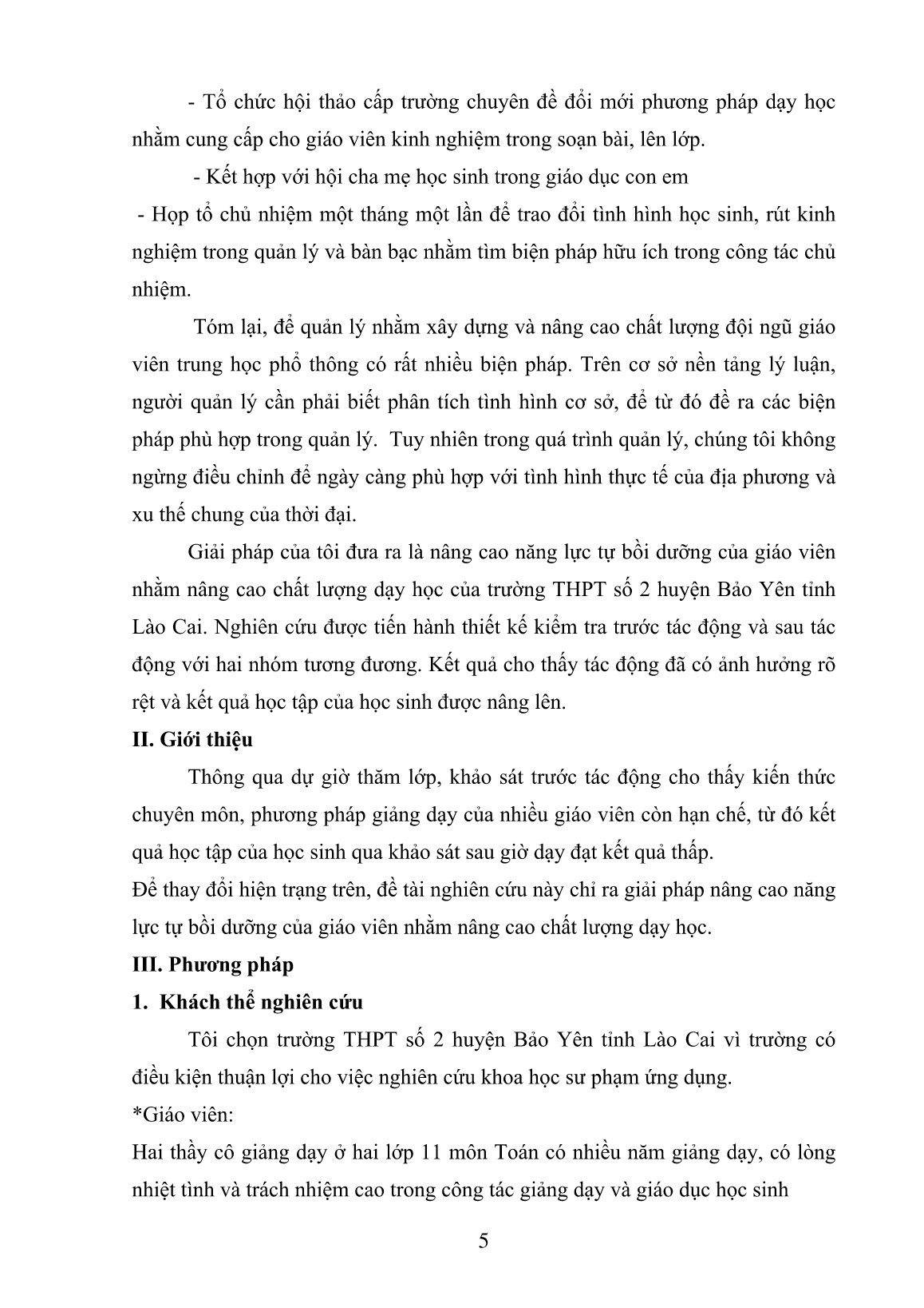 SKKN Giải pháp nâng cao năng lực tự bồi dưỡng của giáo viên nhằm nâng cao chất lượng dạy học của trường THPT số 2 huyện Bảo Yên tỉnh Lào Cai trang 5 SKKN Giải pháp nâng cao năng lực tự bồi dưỡng của giáo viên nhằm nâng cao chất lượng dạy học của trường THPT số 2 huyện Bảo Yên tỉnh Lào Cai trang 5