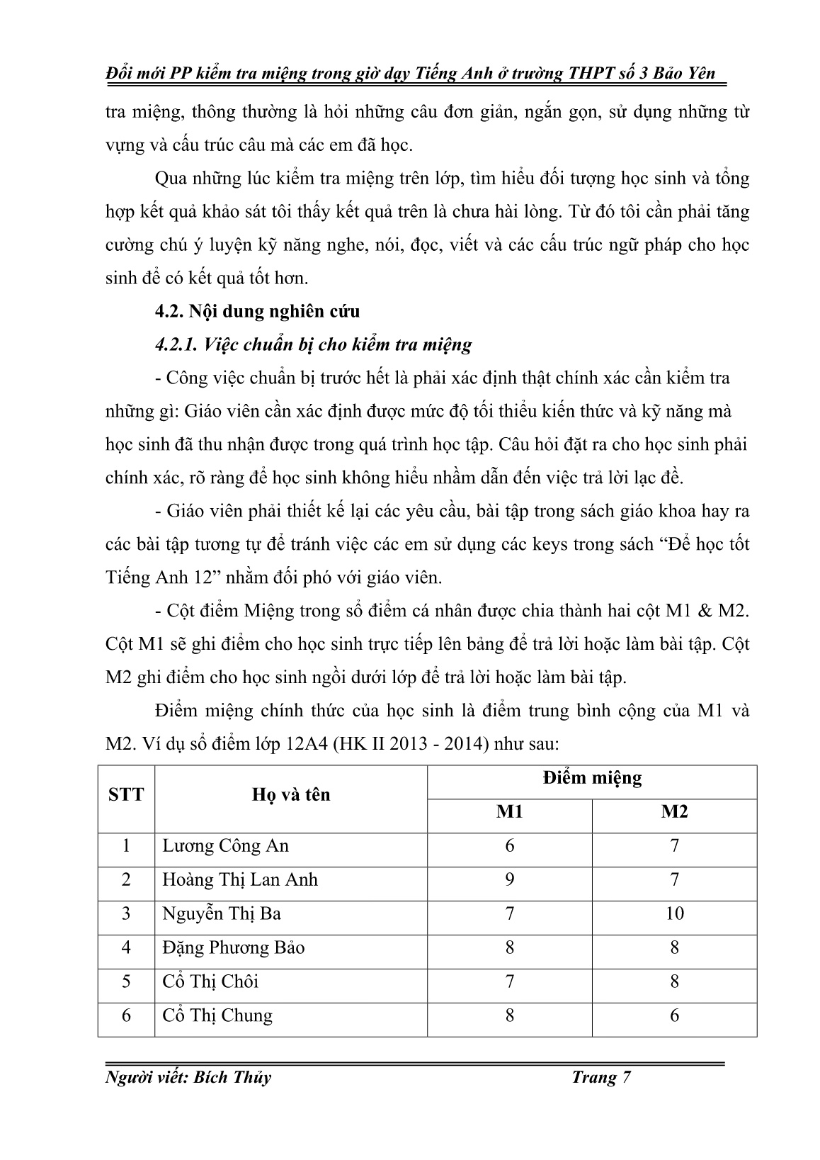 Sáng kiến kinh nghiệm Đổi mới phương pháp kiểm tra miệng trong giờ dạy Tiếng Anh ở trường THPT số 3 Bảo Yên trang 7 Sáng kiến kinh nghiệm Đổi mới phương pháp kiểm tra miệng trong giờ dạy Tiếng Anh ở trường THPT số 3 Bảo Yên trang 7