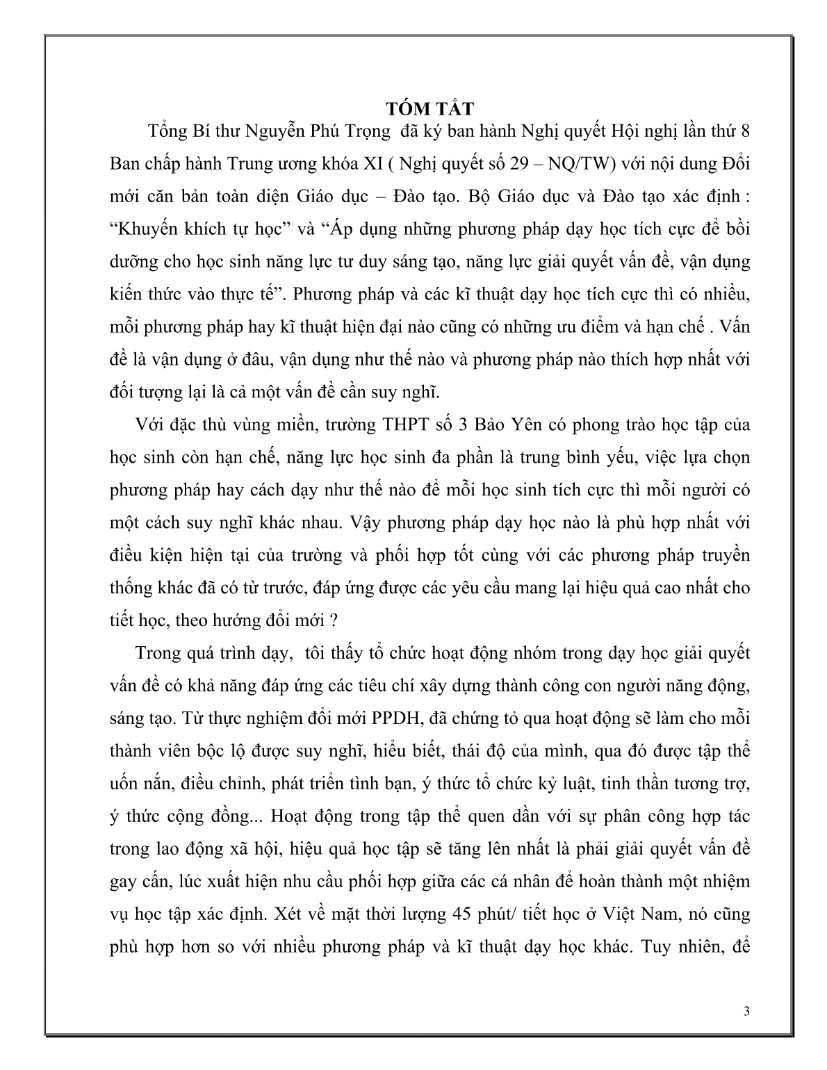 SKKN Sử dụng hoạt động nhóm trong dạy học giải quyết vấn đề nhằm nâng cao kết quả học tập bài Giao thoa ánh sáng môn Vật lí Lớp 12A4 - Trường THPT số 3 Bảo Yên trang 3 SKKN Sử dụng hoạt động nhóm trong dạy học giải quyết vấn đề nhằm nâng cao kết quả học tập bài Giao thoa ánh sáng môn Vật lí Lớp 12A4 - Trường THPT số 3 Bảo Yên trang 3