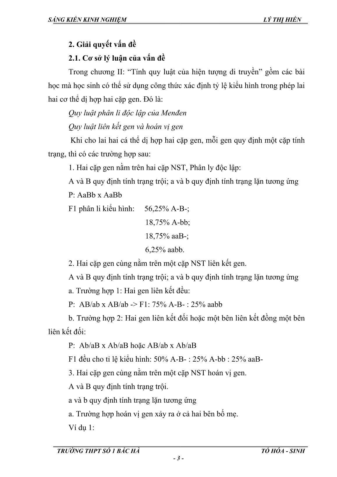 Sáng kiến kinh nghiệm Phương pháp giải nhanh một số dạng bài tập phần quy luật di truyền trang 3 Sáng kiến kinh nghiệm Phương pháp giải nhanh một số dạng bài tập phần quy luật di truyền trang 3