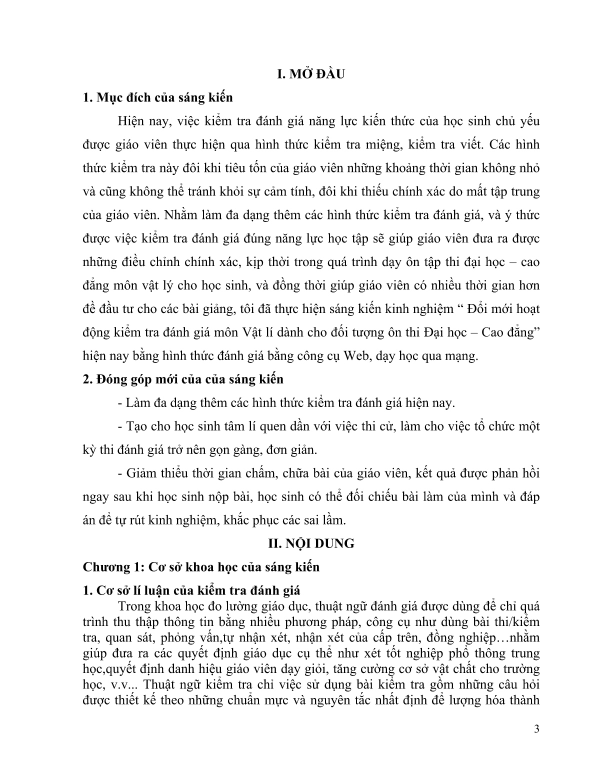 Sáng kiến kinh nghiệm Đổi mới hoạt động kiểm tra đánh giá môn Vật lí dành cho đối tượng ôn thi Đại học – Cao đẳng trang 3 Sáng kiến kinh nghiệm Đổi mới hoạt động kiểm tra đánh giá môn Vật lí dành cho đối tượng ôn thi Đại học – Cao đẳng trang 3