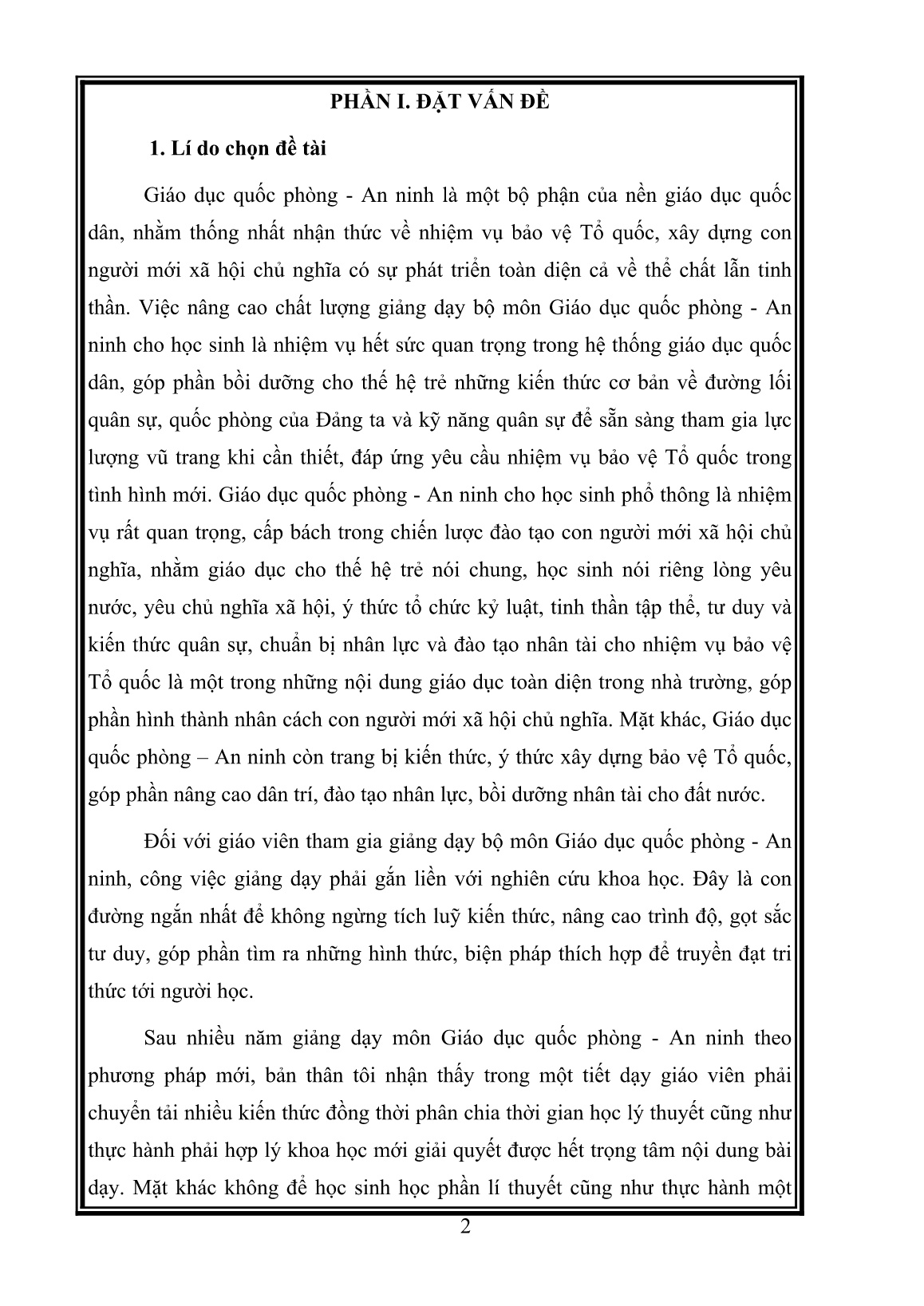 SKKN Một số biện pháp nâng cao chất lượng giảng dạy các tư thế động tác cơ bản vận động trên chiến trường cho học sinh Khối 12 trang 2 SKKN Một số biện pháp nâng cao chất lượng giảng dạy các tư thế động tác cơ bản vận động trên chiến trường cho học sinh Khối 12 trang 2