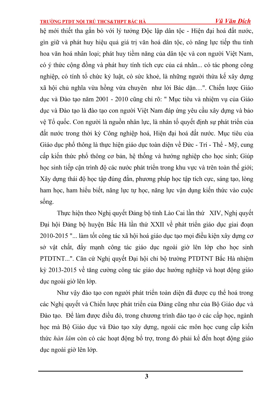 SKKN Quản lý hoạt động giáo dục ngoài giờ lên lớp trong trường PTDT nội trú Bắc Hà, thực trạng và giải pháp trang 3 SKKN Quản lý hoạt động giáo dục ngoài giờ lên lớp trong trường PTDT nội trú Bắc Hà, thực trạng và giải pháp trang 3