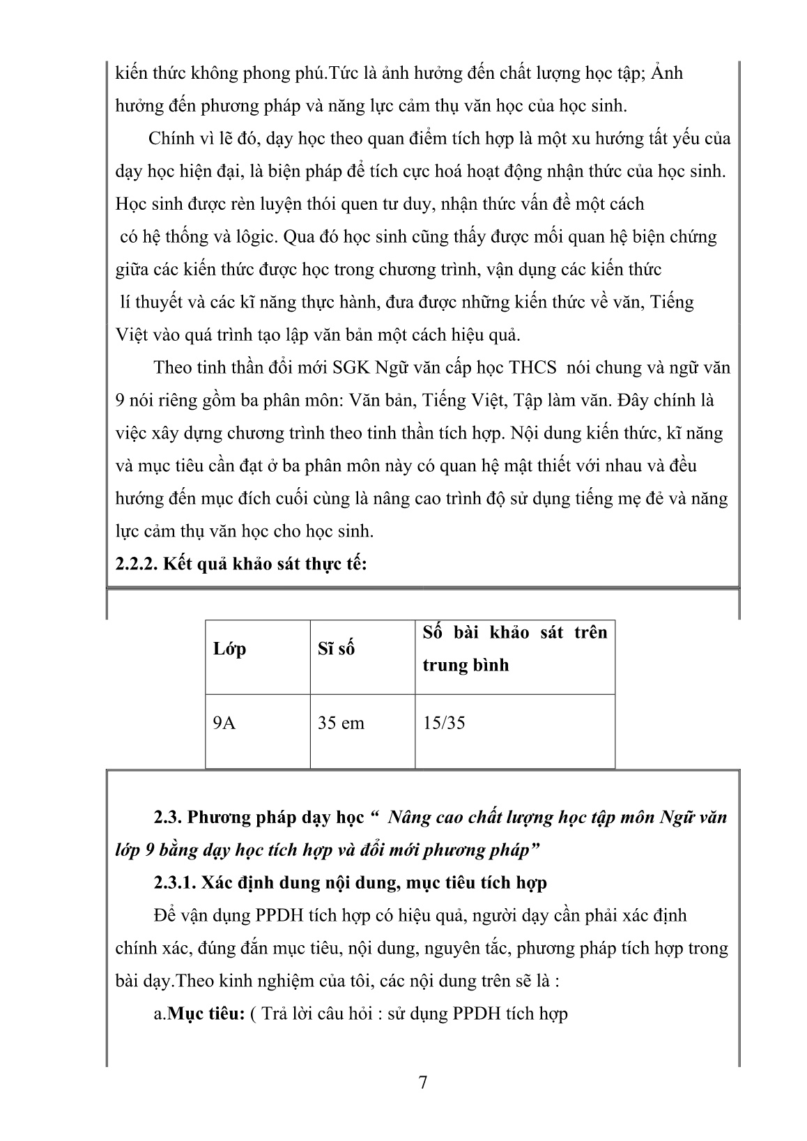 Sáng kiến kinh nghiệm Nâng cao chất lượng học tập môn Ngữ văn 9 bằng dạy học tích hợp và đổi mới phương pháp trang 7 Sáng kiến kinh nghiệm Nâng cao chất lượng học tập môn Ngữ văn 9 bằng dạy học tích hợp và đổi mới phương pháp trang 7