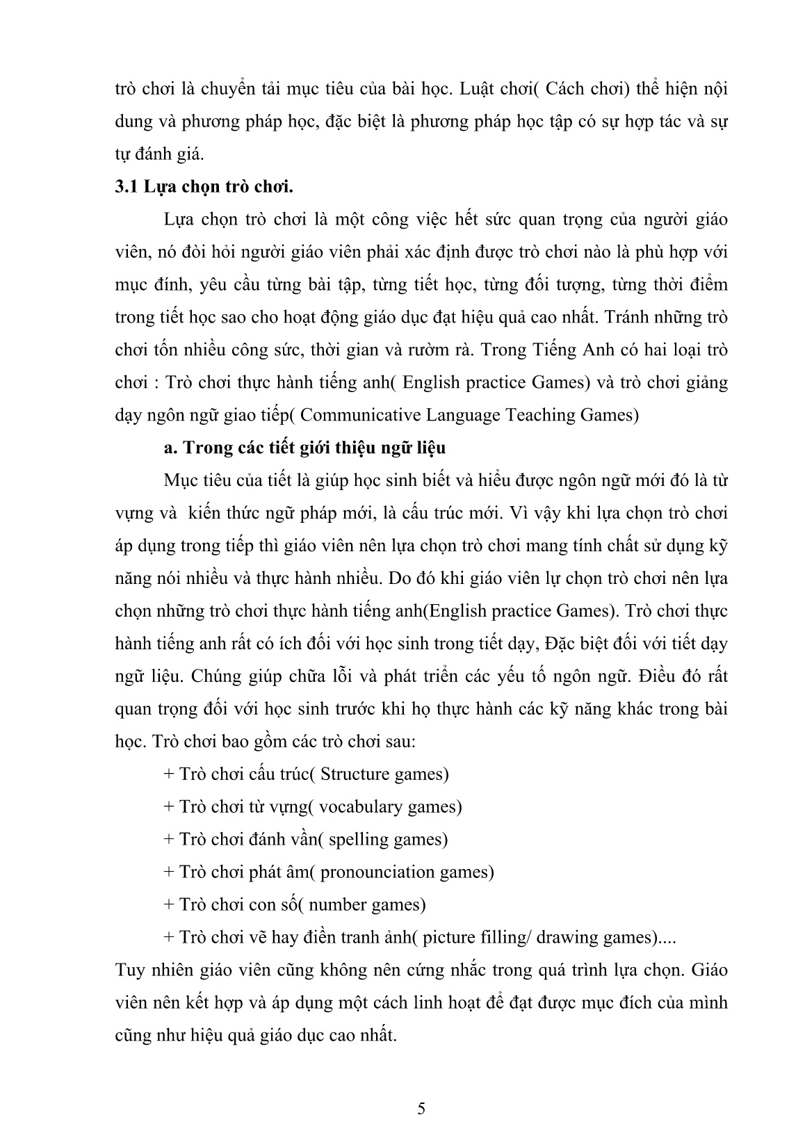 Sáng kiến kinh nghiệm Nâng cao hiệu quả giờ dạy Tiếng Anh thông qua các trò chơi Tiếng Anh trang 5