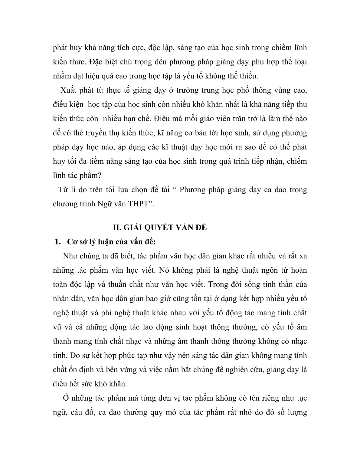 Sáng kiến kinh nghiệm Phương pháp giảng dạy ca dao trong chương trình Ngữ văn THPT trang 3 Sáng kiến kinh nghiệm Phương pháp giảng dạy ca dao trong chương trình Ngữ văn THPT trang 3