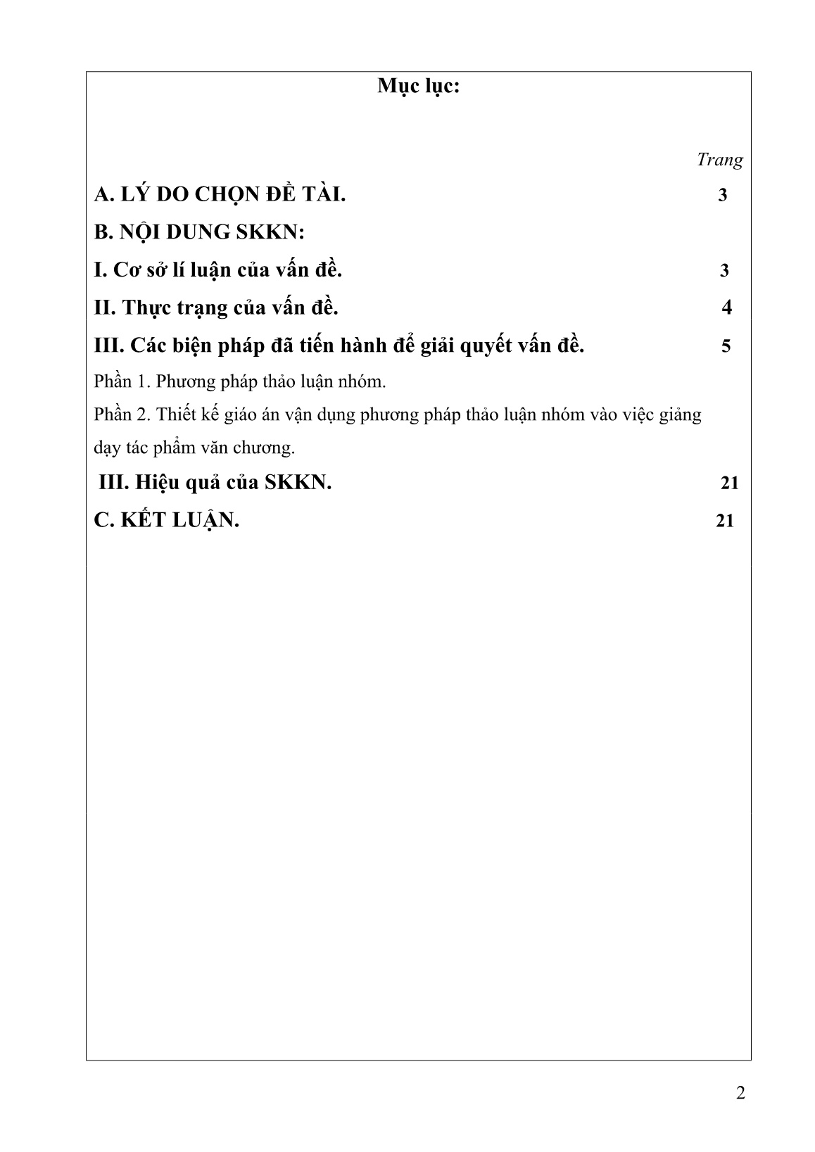 Sáng kiến kinh nghiệm Vận dụng phương pháp thảo luận nhóm trong giảng dạy tác phẩm văn chương THPT trang 2 Sáng kiến kinh nghiệm Vận dụng phương pháp thảo luận nhóm trong giảng dạy tác phẩm văn chương THPT trang 2