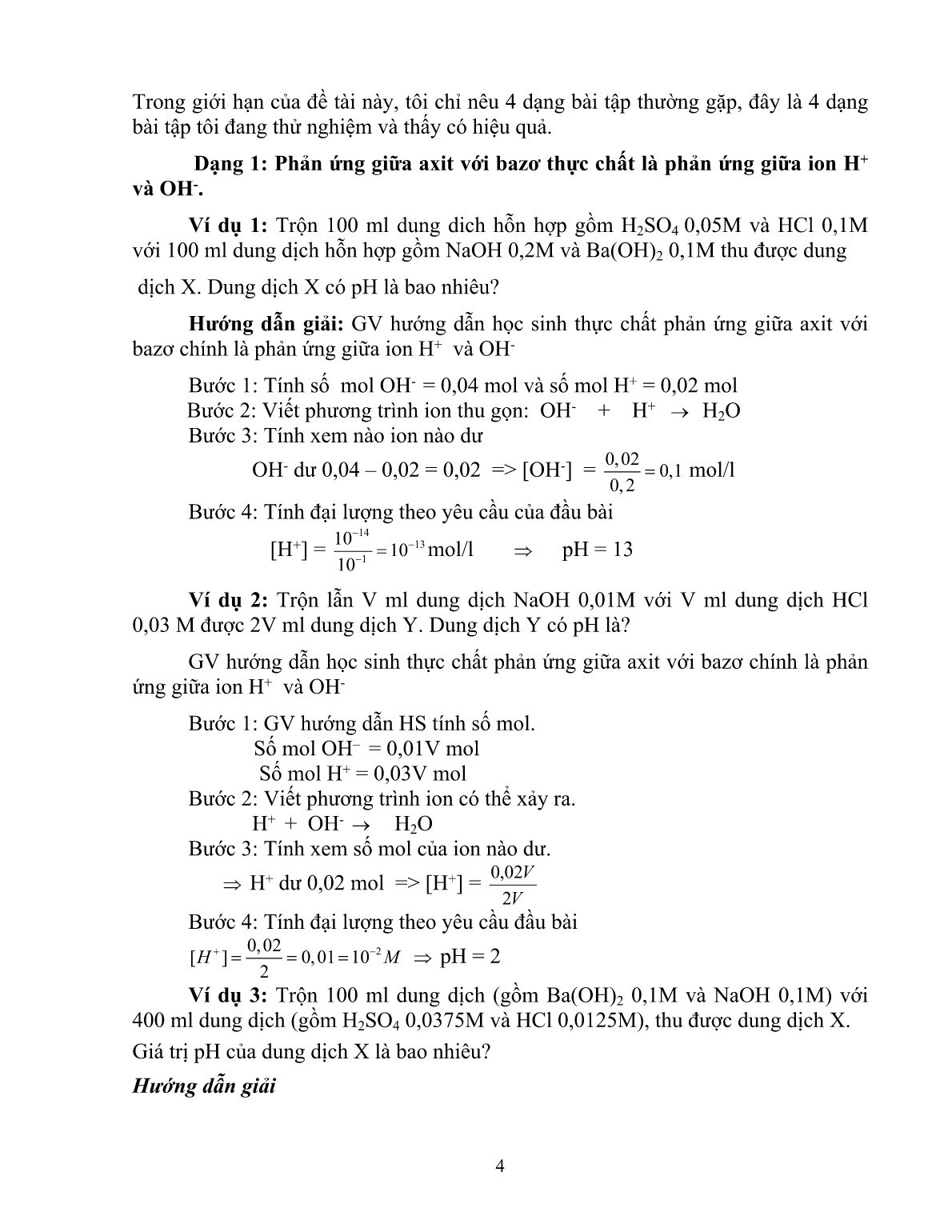 SKKN Hướng dẫn học sinh sử dụng phương trình ion thu gọn giải một số dạng bài toán hoá học nhằm nâng cao chất lượng giảng dạy môn Hóa học ở trường THPT số 2 Mường Khương trang 4 SKKN Hướng dẫn học sinh sử dụng phương trình ion thu gọn giải một số dạng bài toán hoá học nhằm nâng cao chất lượng giảng dạy môn Hóa học ở trường THPT số 2 Mường Khương trang 4
