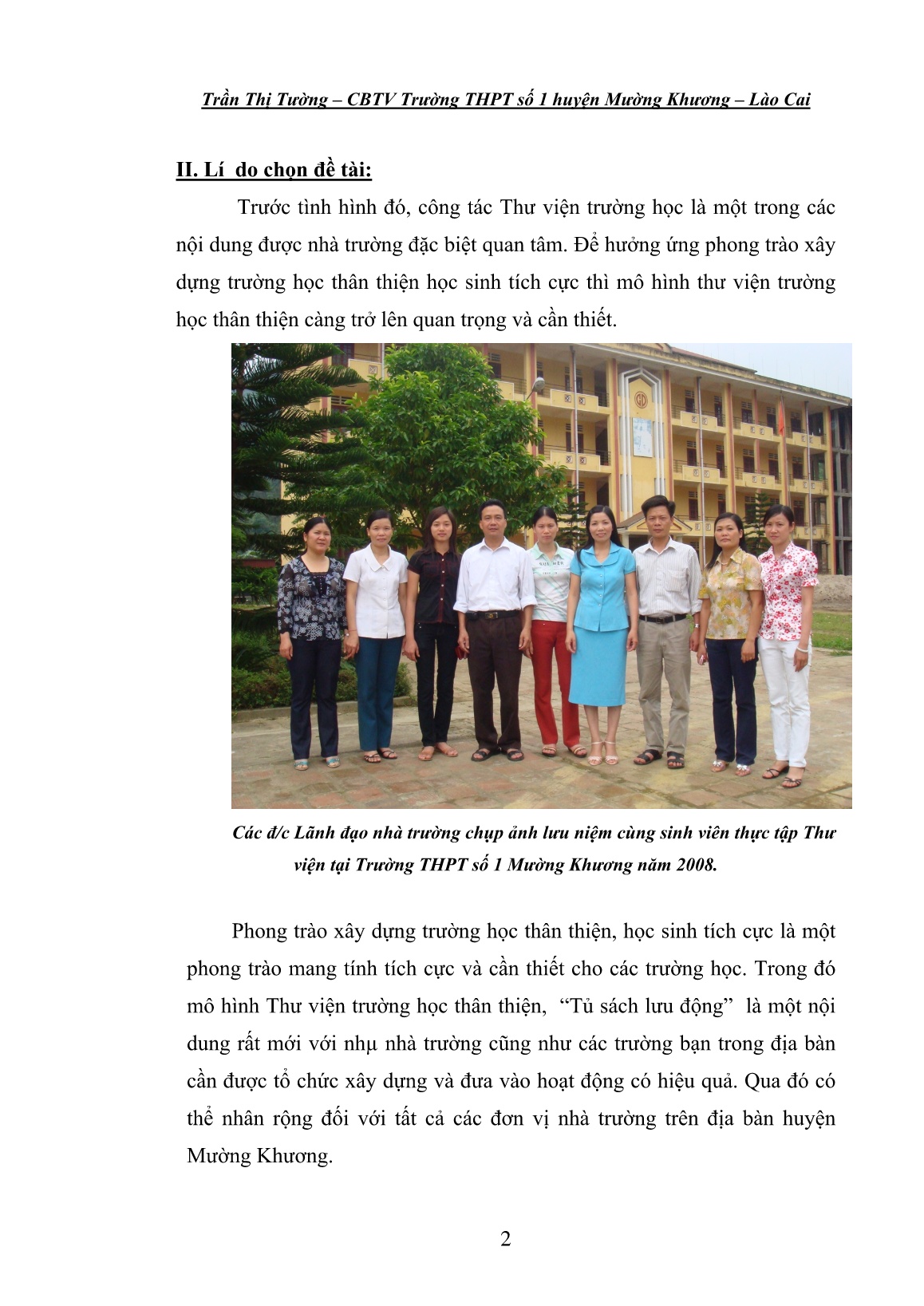 SKKN Một số kinh nghiệm thực hiện mô hình Thư viện trường học thân thiện tại trường THPT số 1 Mường Khương trang 2 SKKN Một số kinh nghiệm thực hiện mô hình Thư viện trường học thân thiện tại trường THPT số 1 Mường Khương trang 2