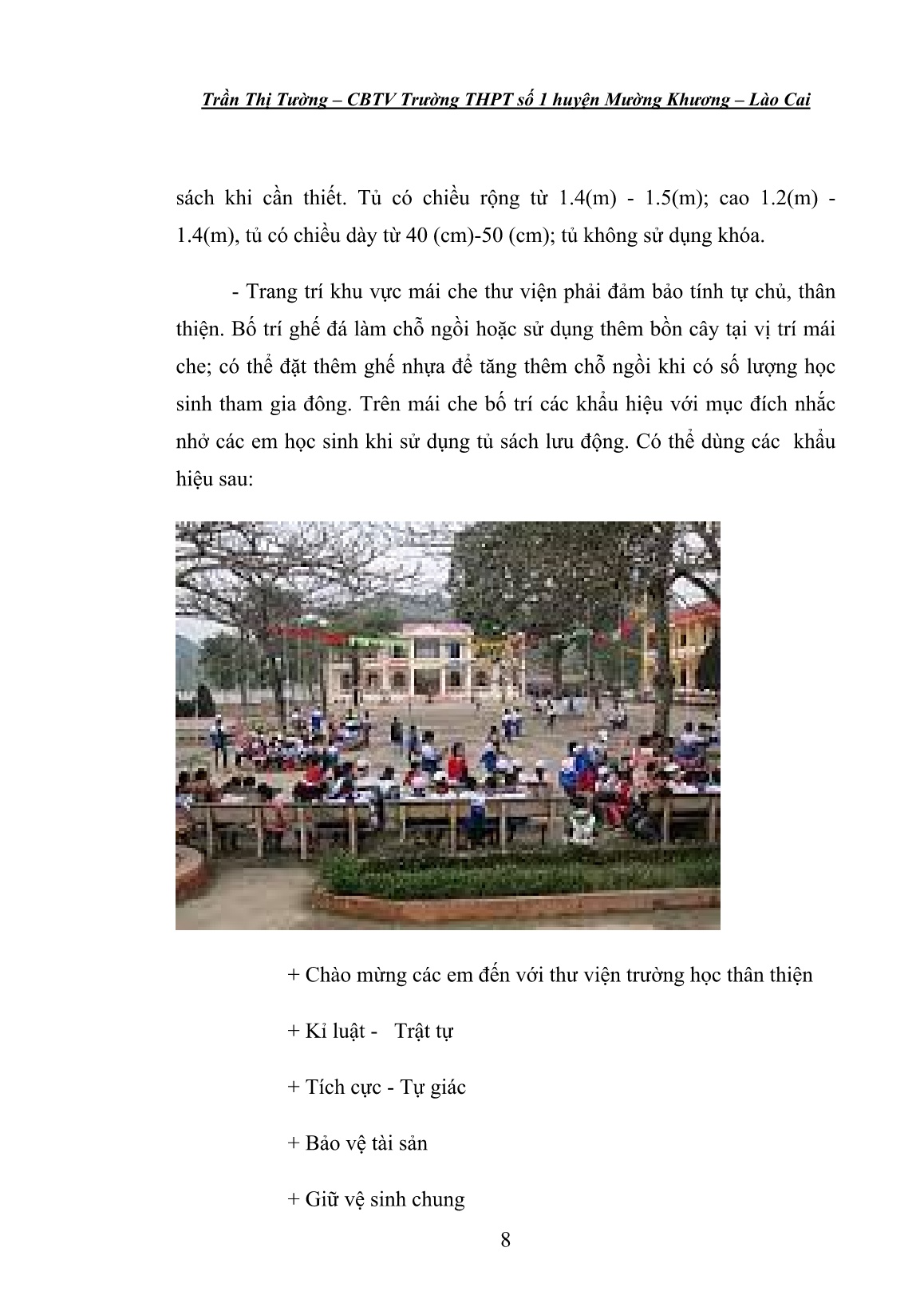 SKKN Một số kinh nghiệm thực hiện mô hình Thư viện trường học thân thiện tại trường THPT số 1 Mường Khương trang 8 SKKN Một số kinh nghiệm thực hiện mô hình Thư viện trường học thân thiện tại trường THPT số 1 Mường Khương trang 8