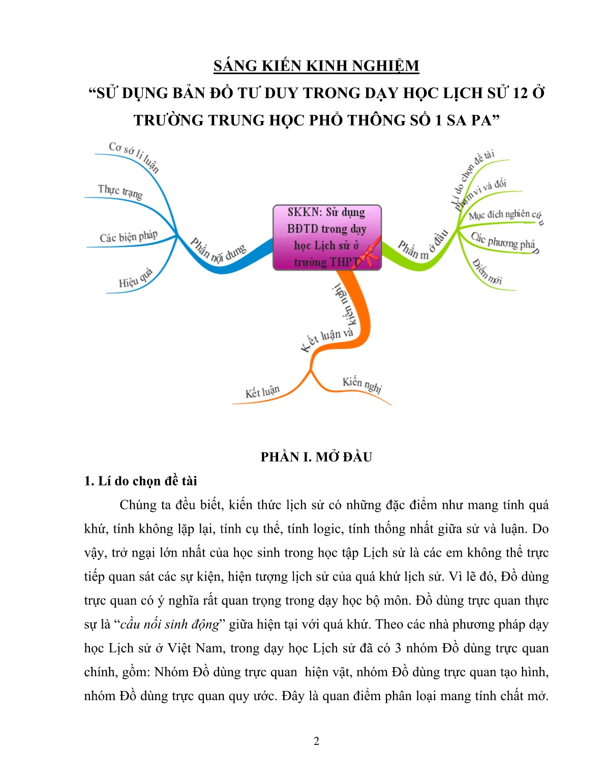 Sáng kiến kinh nghiệm Sử dụng bản đồ tư duy trong dạy học Lịch sử 12 ở trường trung học phổ thông số 1 Sa Pa trang 2 Sáng kiến kinh nghiệm Sử dụng bản đồ tư duy trong dạy học Lịch sử 12 ở trường trung học phổ thông số 1 Sa Pa trang 2