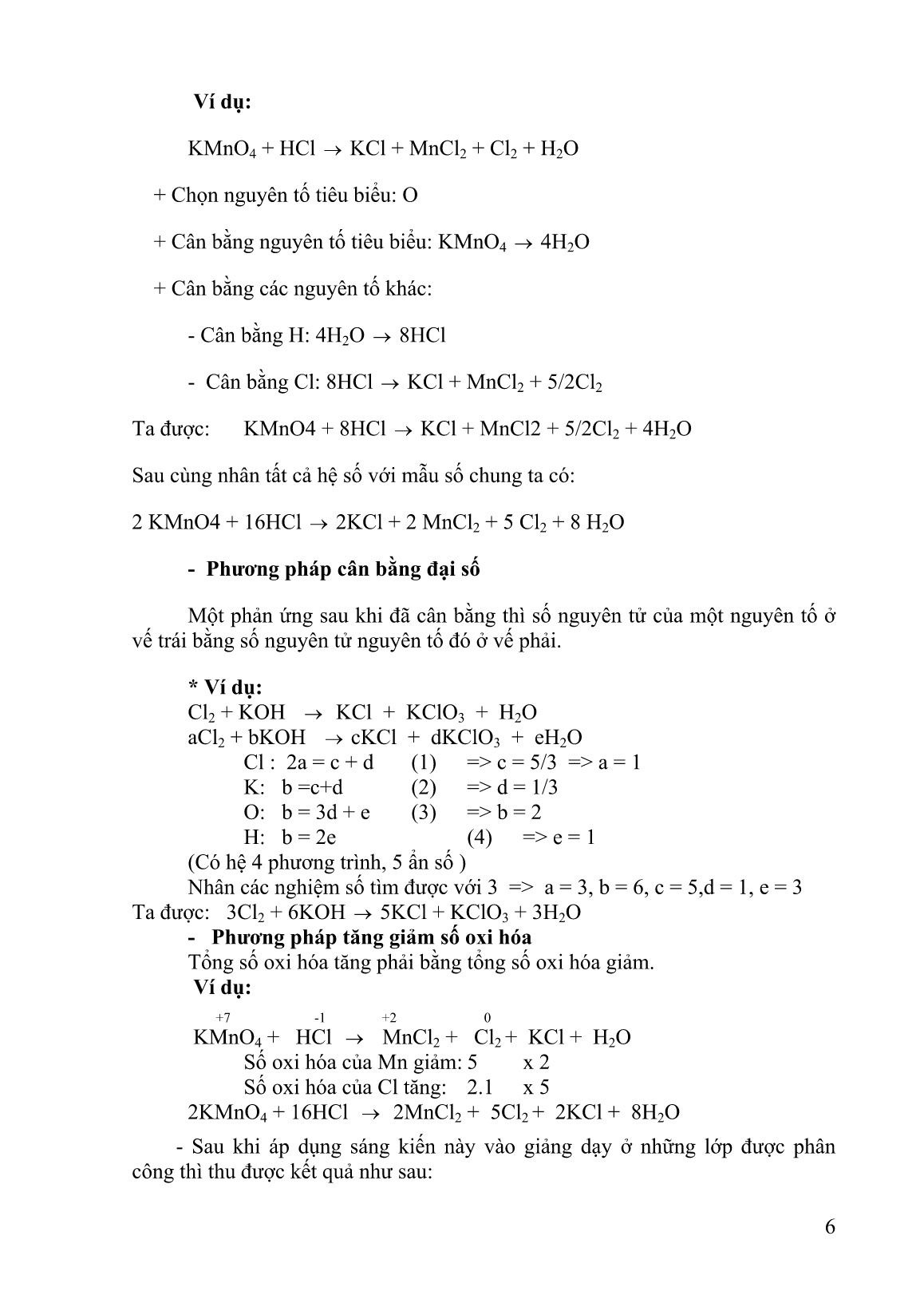 Mô tả Sáng kiến Cân bằng phản ứng oxi hóa - Khử trang 6