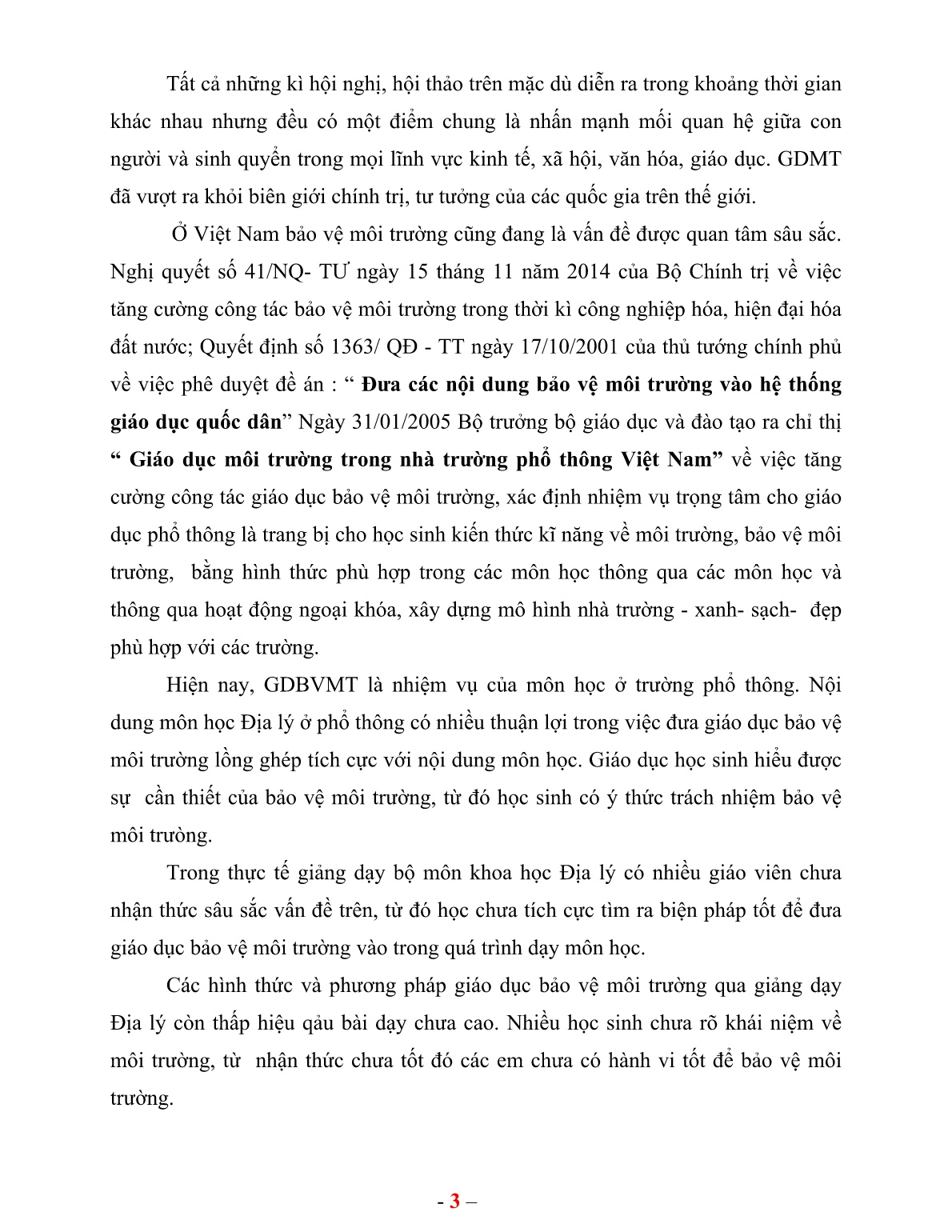 Sáng kiến kinh nghiệm Tích hợp giáo dục môi trường trong dạy học Địa lí trường THPT số 1 Sa Pa trang 3 Sáng kiến kinh nghiệm Tích hợp giáo dục môi trường trong dạy học Địa lí trường THPT số 1 Sa Pa trang 3