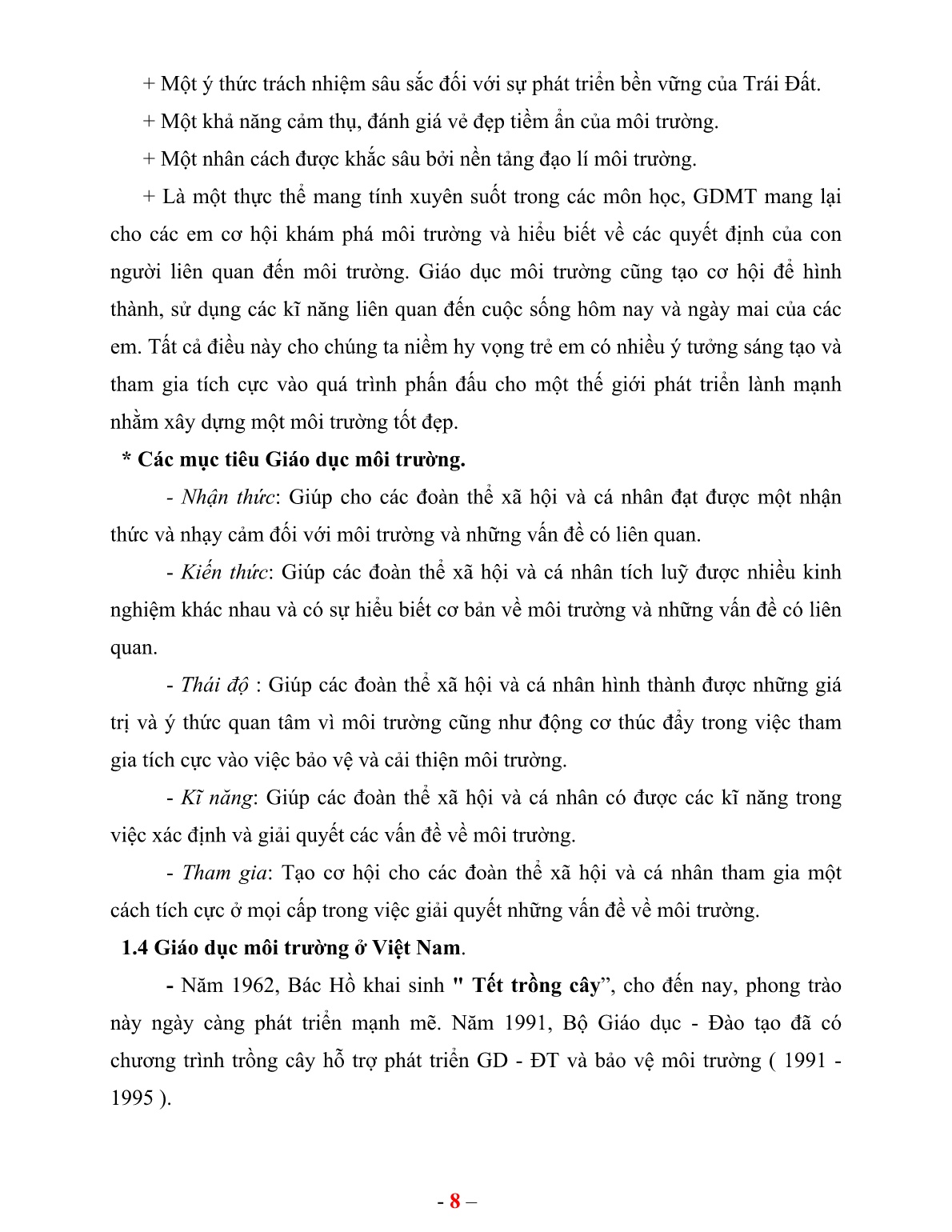 Sáng kiến kinh nghiệm Tích hợp giáo dục môi trường trong dạy học Địa lí trường THPT số 1 Sa Pa trang 8 Sáng kiến kinh nghiệm Tích hợp giáo dục môi trường trong dạy học Địa lí trường THPT số 1 Sa Pa trang 8