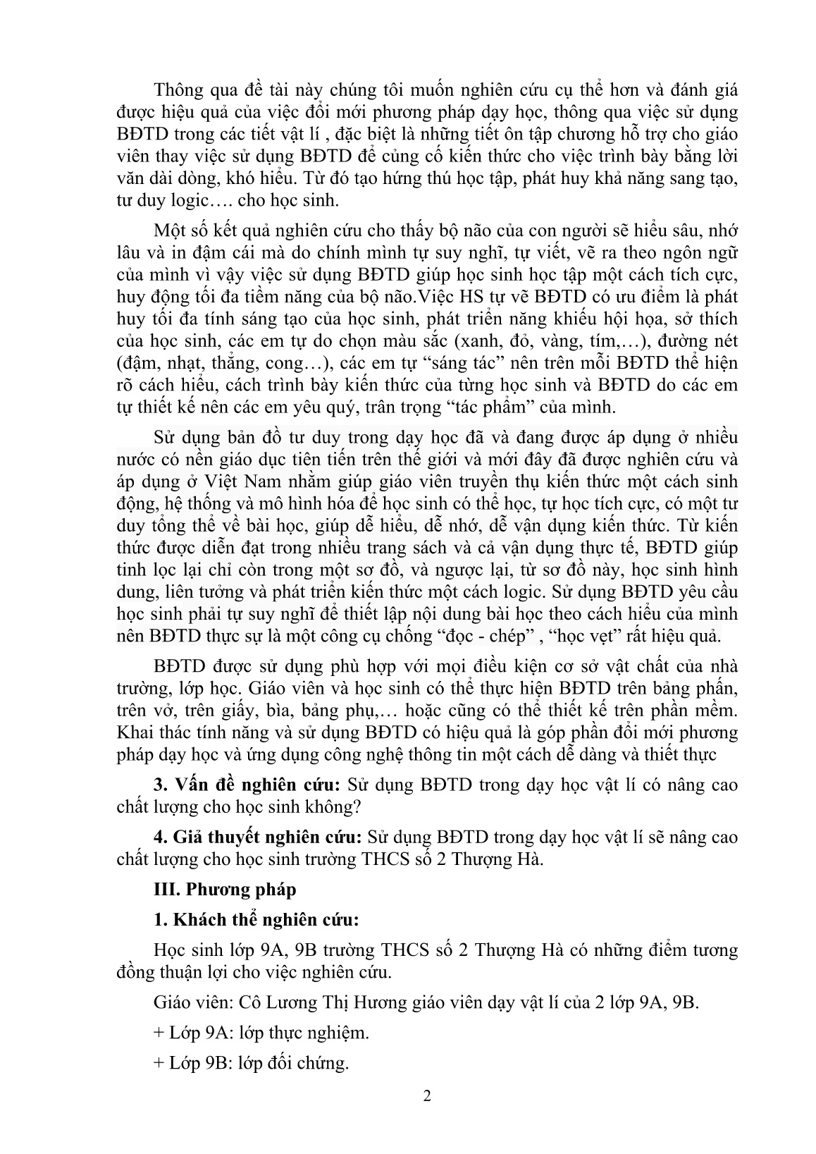 SKKN Sử dụng BĐTD trong dạy học chương 2: Điện từ học môn Vật lý 9 nhằm làm tăng kết quả học tập của học sinh trang 2 SKKN Sử dụng BĐTD trong dạy học chương 2: Điện từ học môn Vật lý 9 nhằm làm tăng kết quả học tập của học sinh trang 2