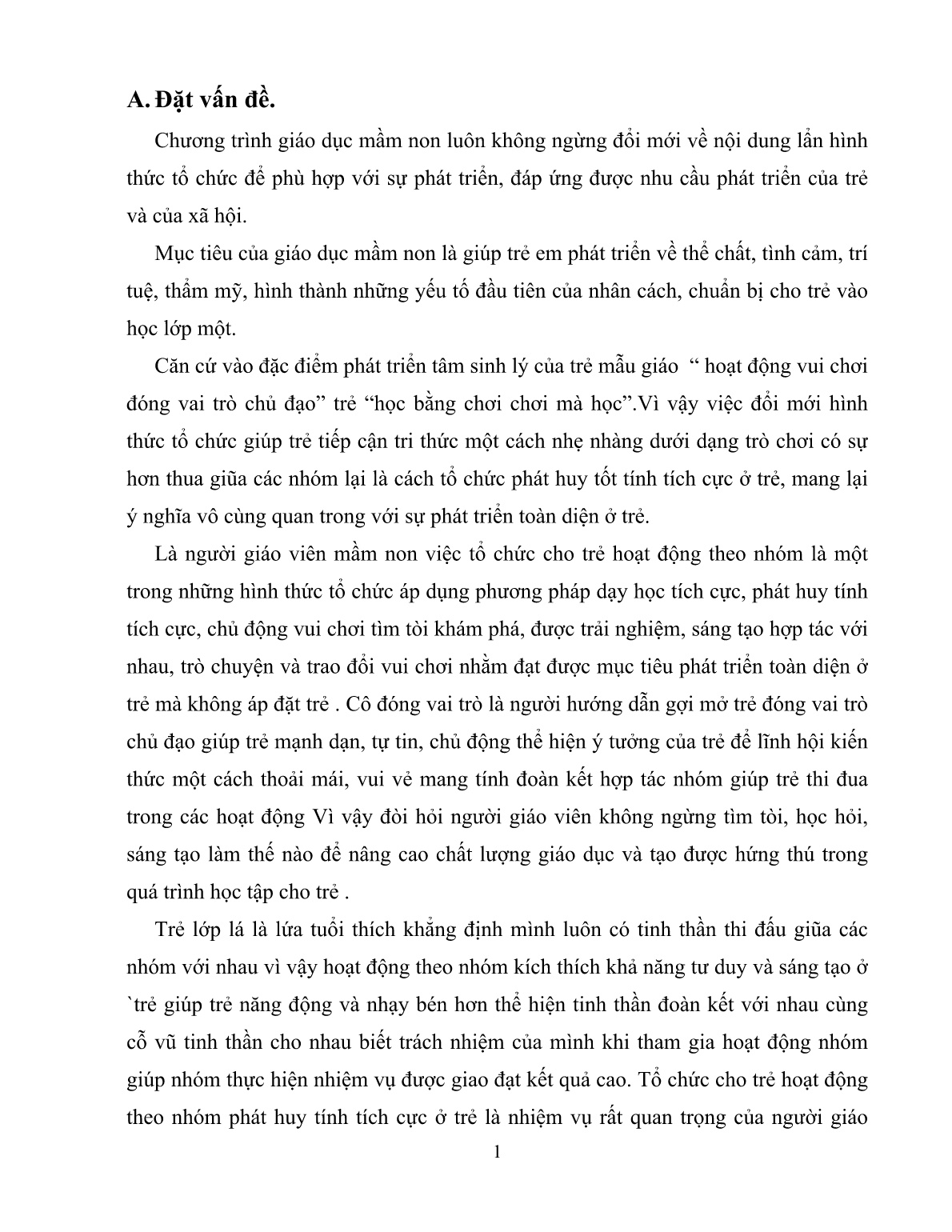 SKKN Kinh nghiệm tổ chức cho trẻ hoạt động theo nhóm phát huy tính tích cực ở trẻ lớp Lá trang 1 SKKN Kinh nghiệm tổ chức cho trẻ hoạt động theo nhóm phát huy tính tích cực ở trẻ lớp Lá trang 1